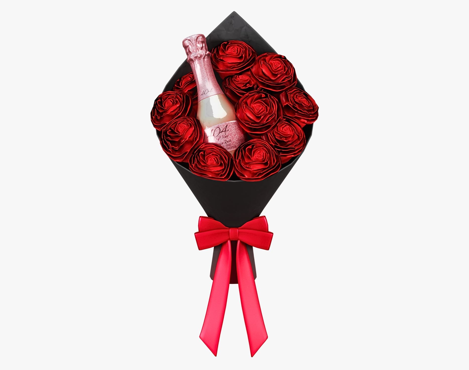 Valentine’s Wine Bottle + Bouquet - Romantic Gift Prop | WOLVES STUDIO