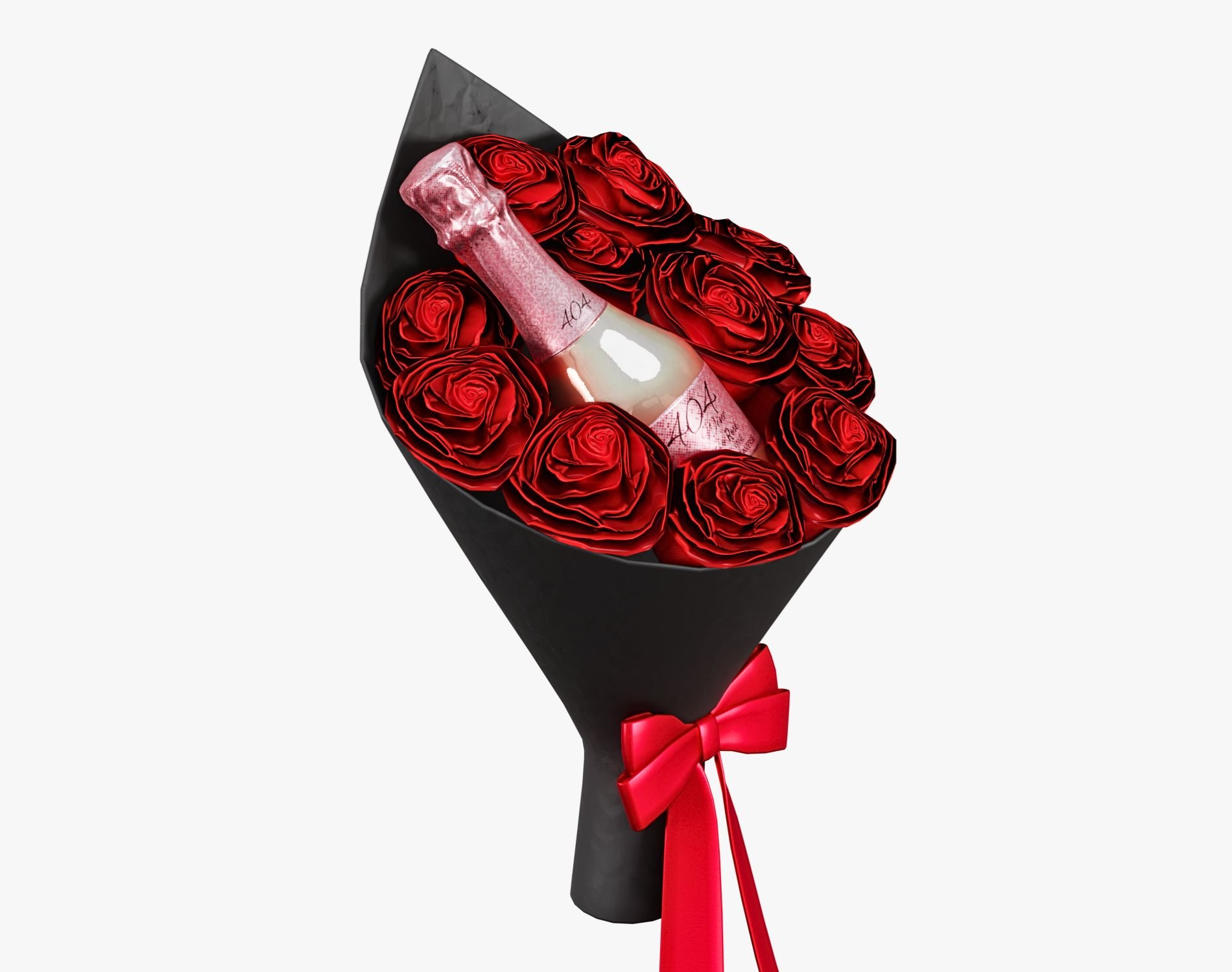 Valentine’s Wine Bottle + Bouquet - Romantic Gift Prop | WOLVES STUDIO