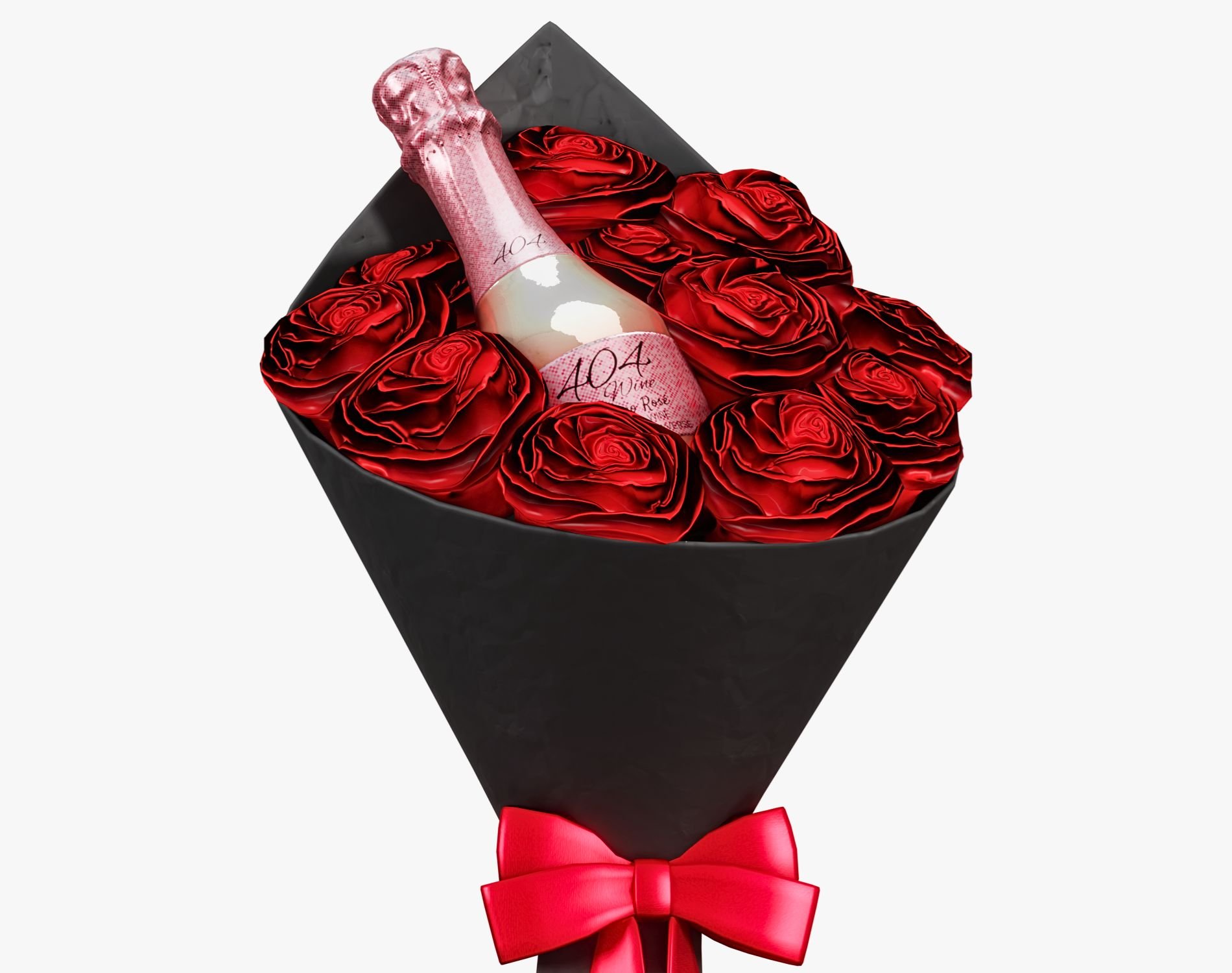 Valentine’s Wine Bottle + Bouquet - Romantic Gift Prop | WOLVES STUDIO