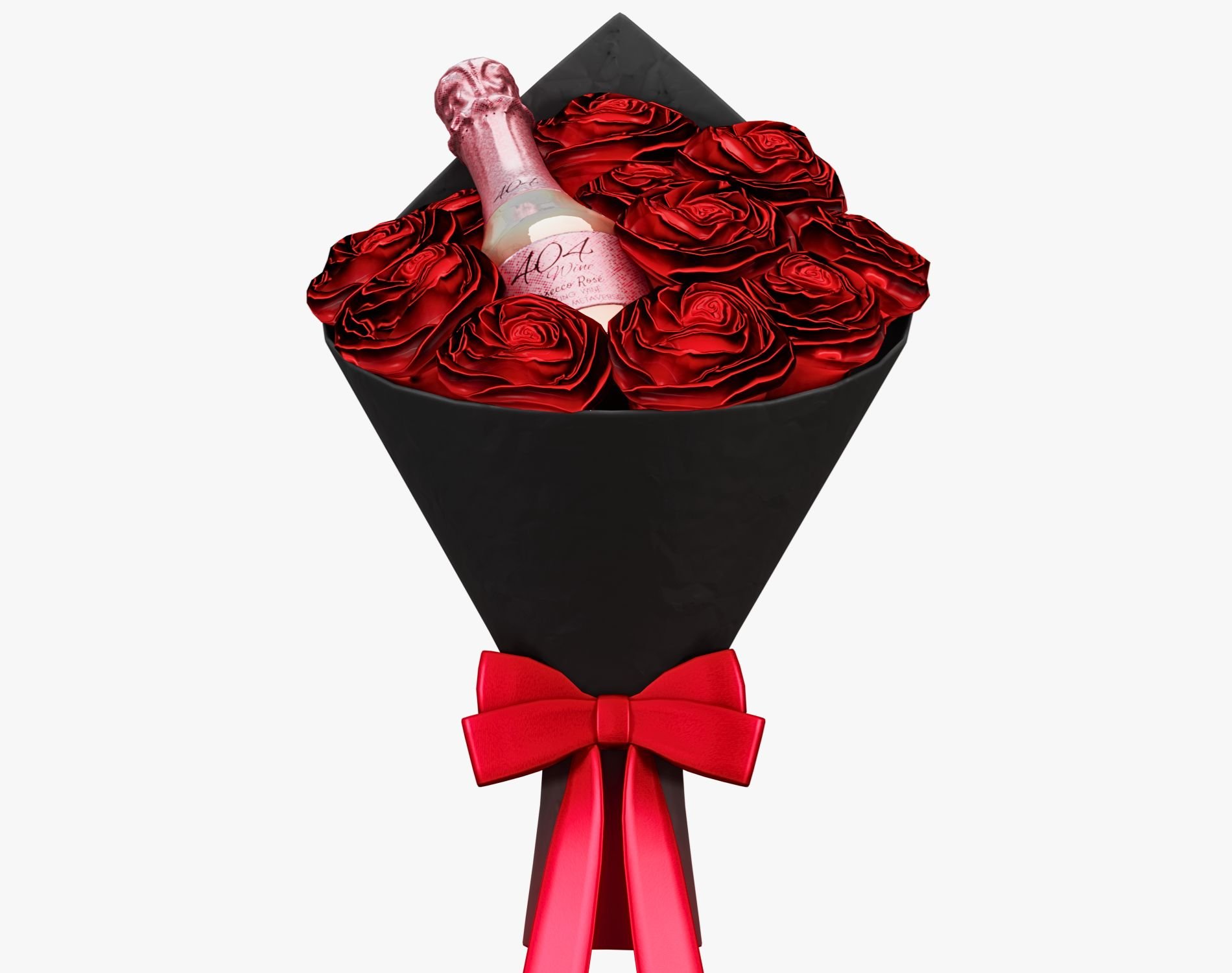 Valentine’s Wine Bottle + Bouquet - Romantic Gift Prop | WOLVES STUDIO