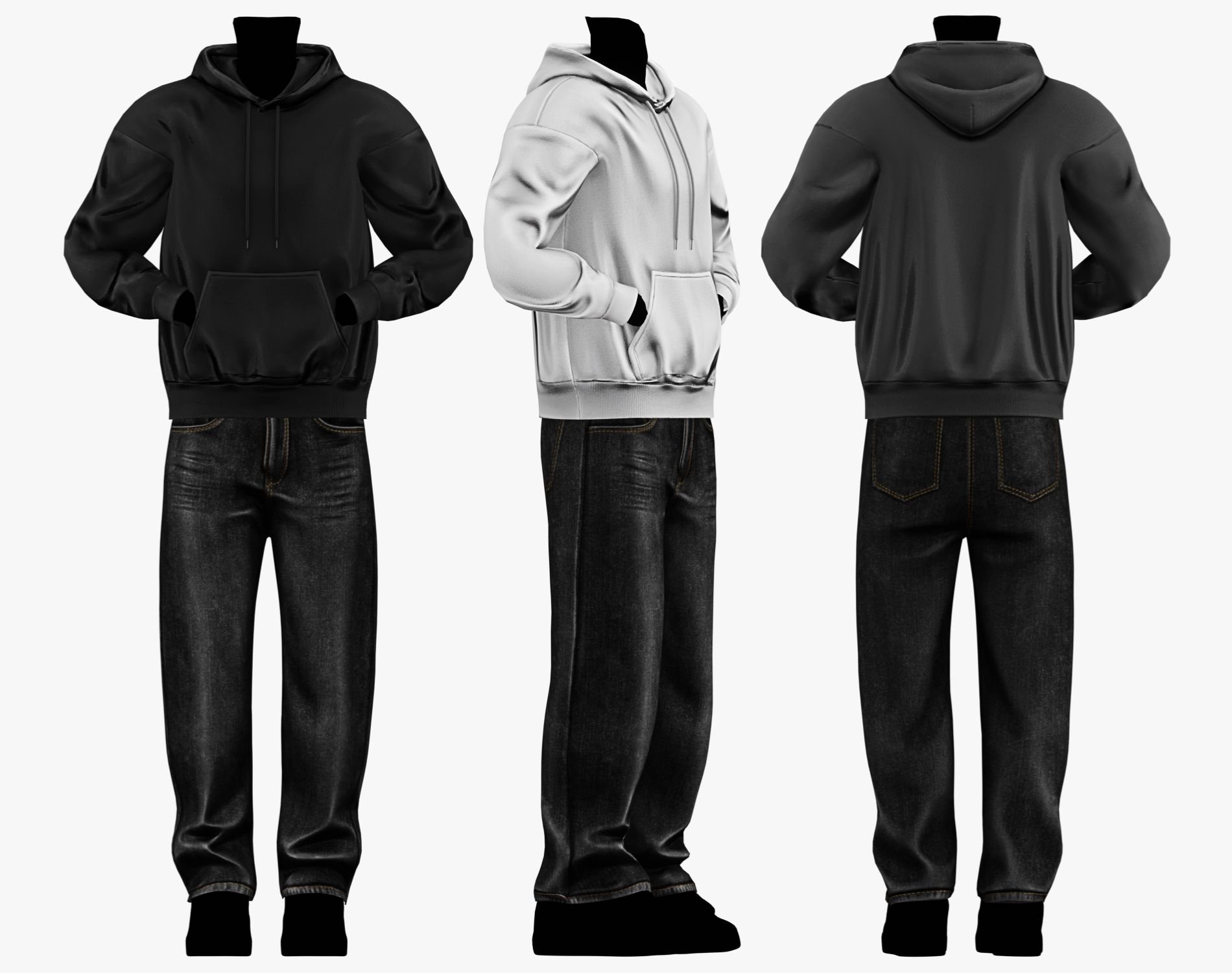 Sweatshirt Essentials Pack | 10 Colors | Rigged | VRChat Clothing | WOLVES STUDIO