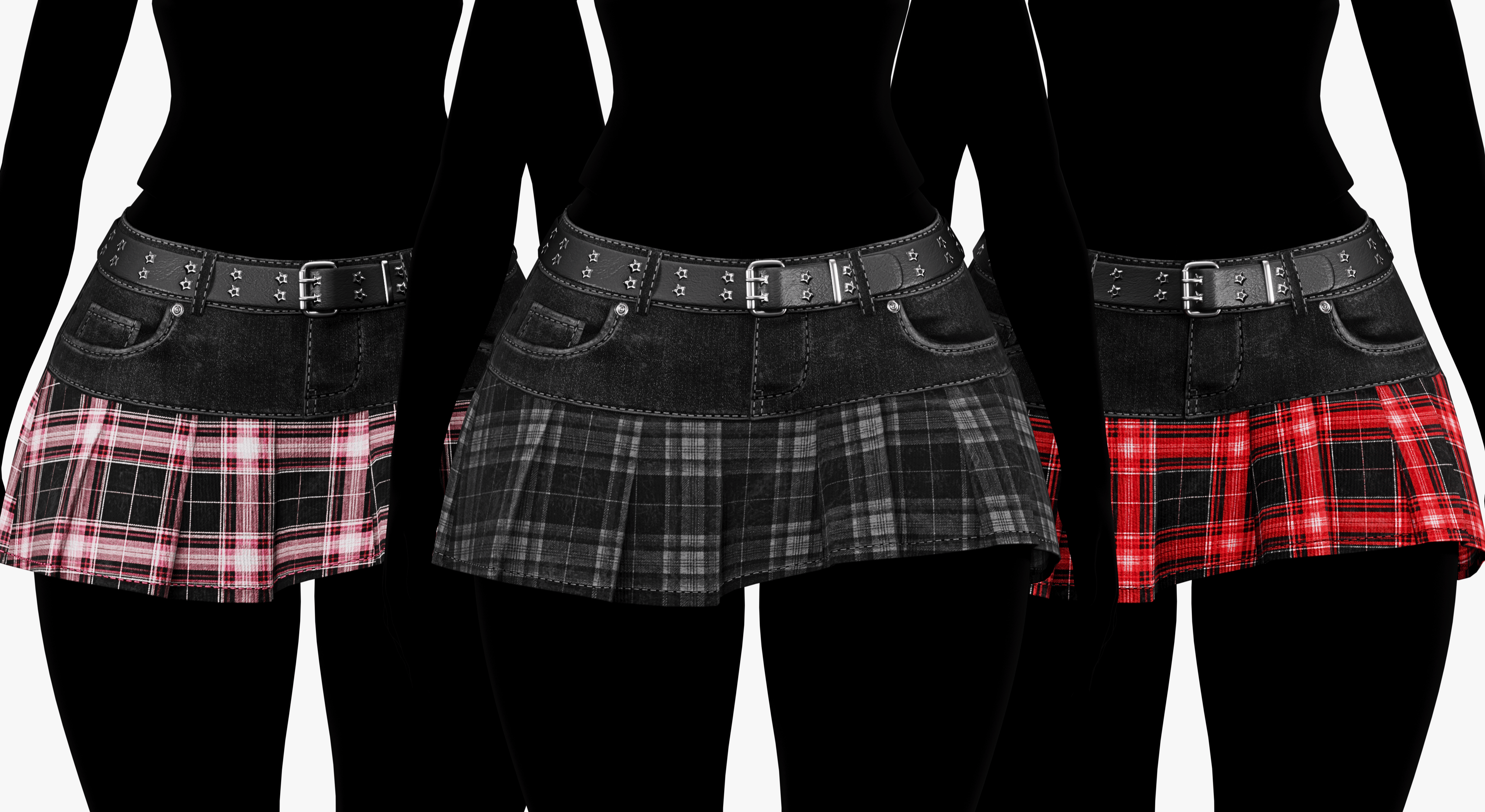 Babe Y2K Skirt Pack - Denim + Plaid (EGIRL) | WOLVES STUDIO