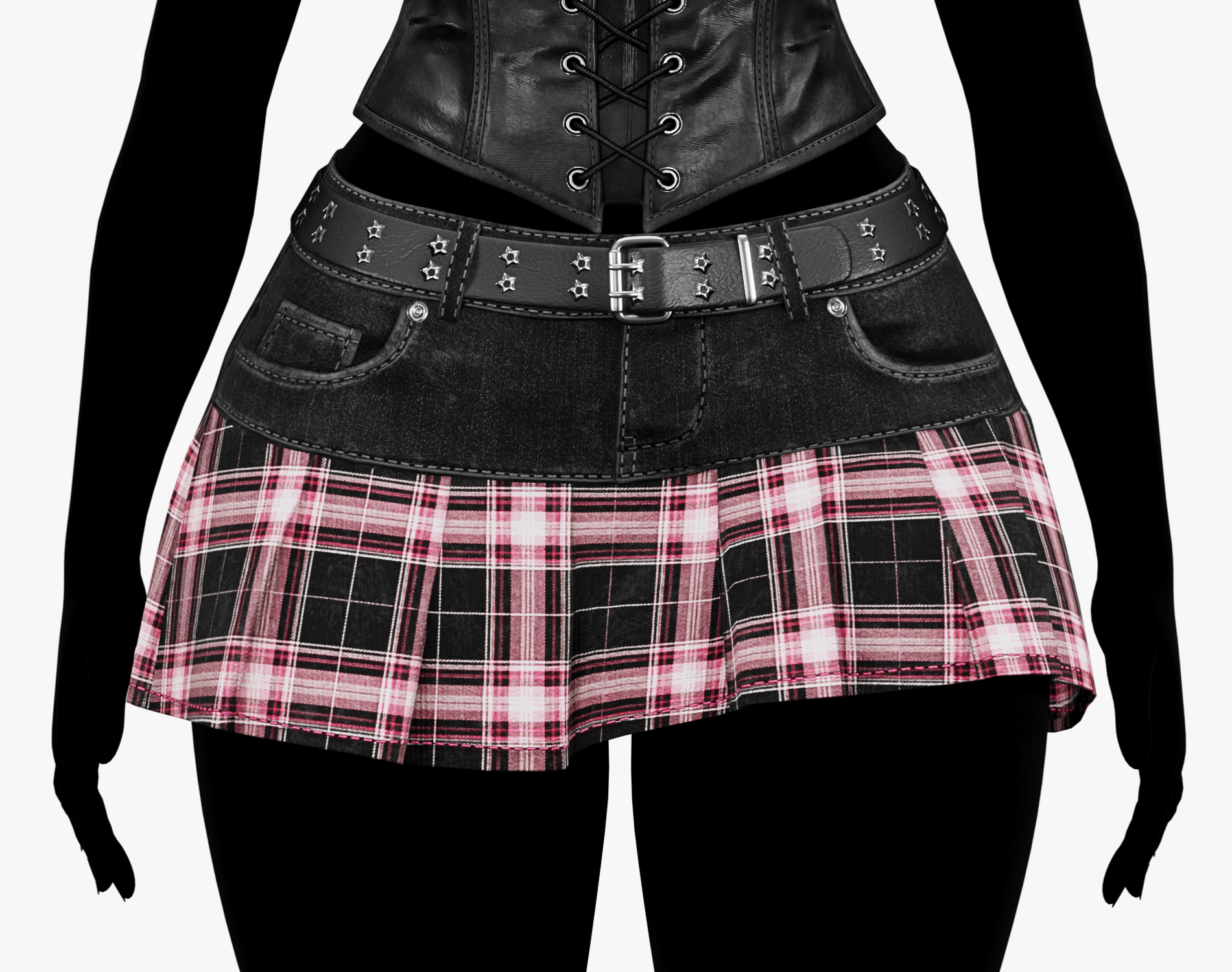 Babe Y2K Skirt Pack - Denim + Plaid (EGIRL) | WOLVES STUDIO