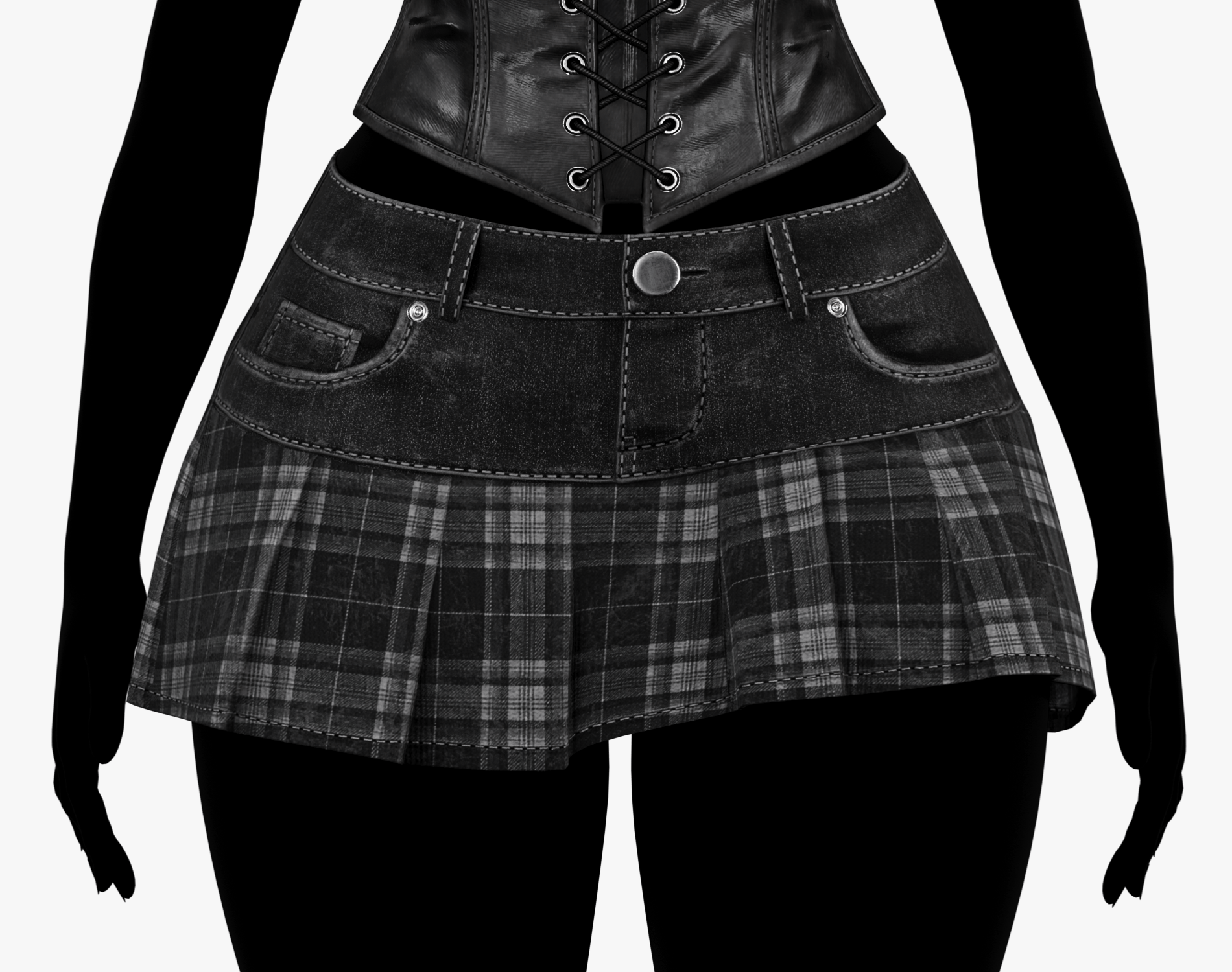 Babe Y2K Skirt Pack - Denim + Plaid (EGIRL) | WOLVES STUDIO