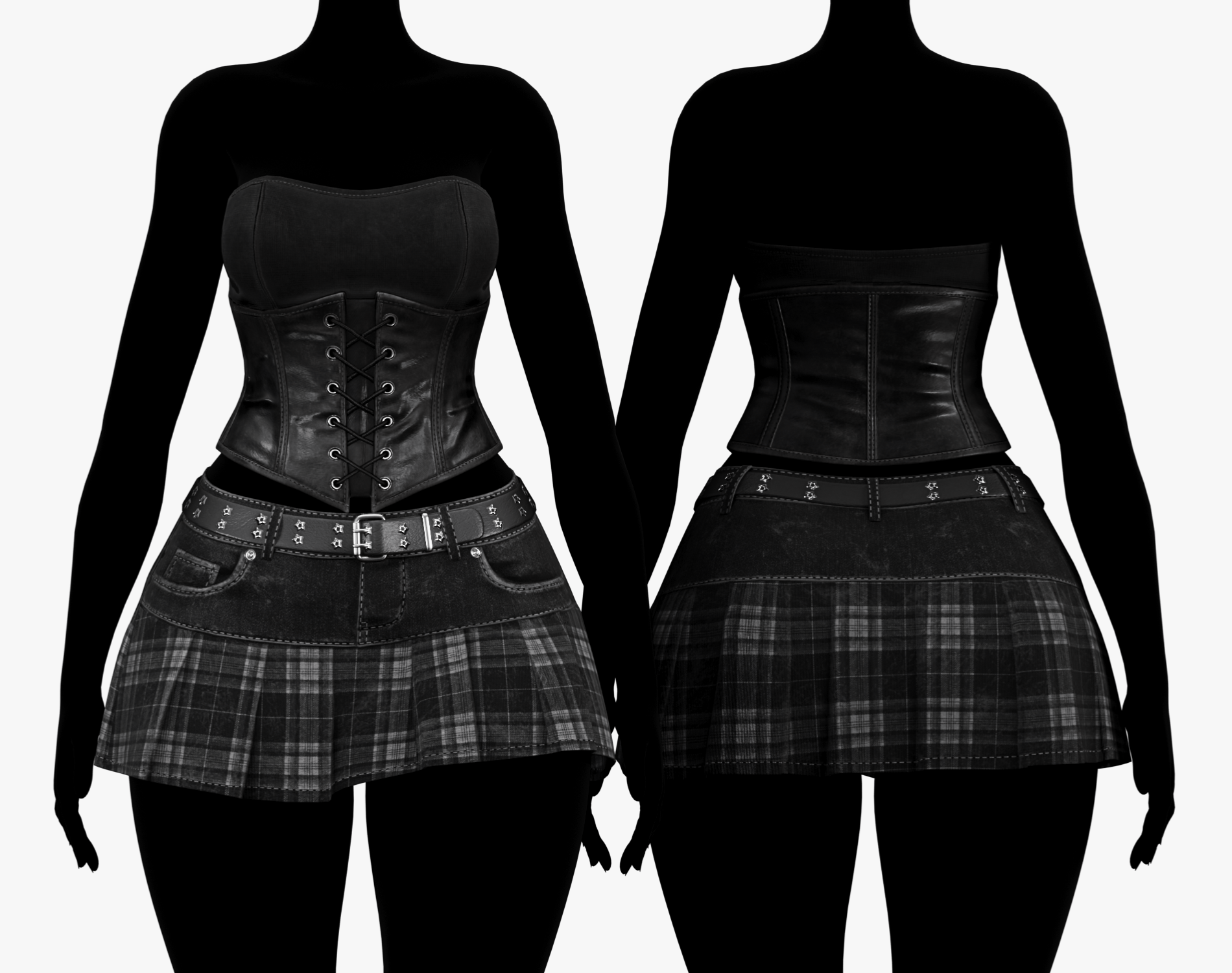 Babe Y2K Skirt Pack - Denim + Plaid (EGIRL) | WOLVES STUDIO
