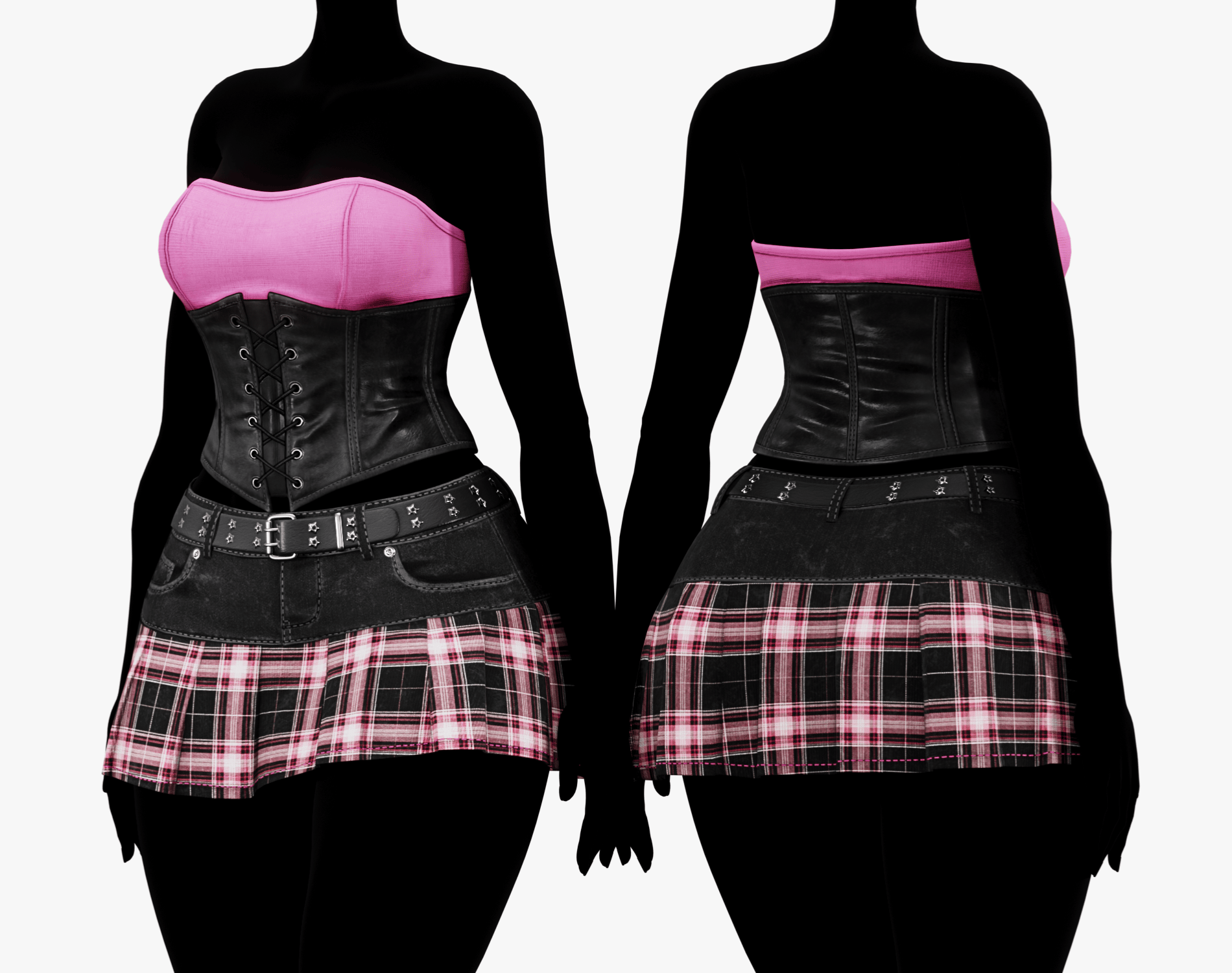 Babe Y2K Skirt Pack - Denim + Plaid (EGIRL) | WOLVES STUDIO