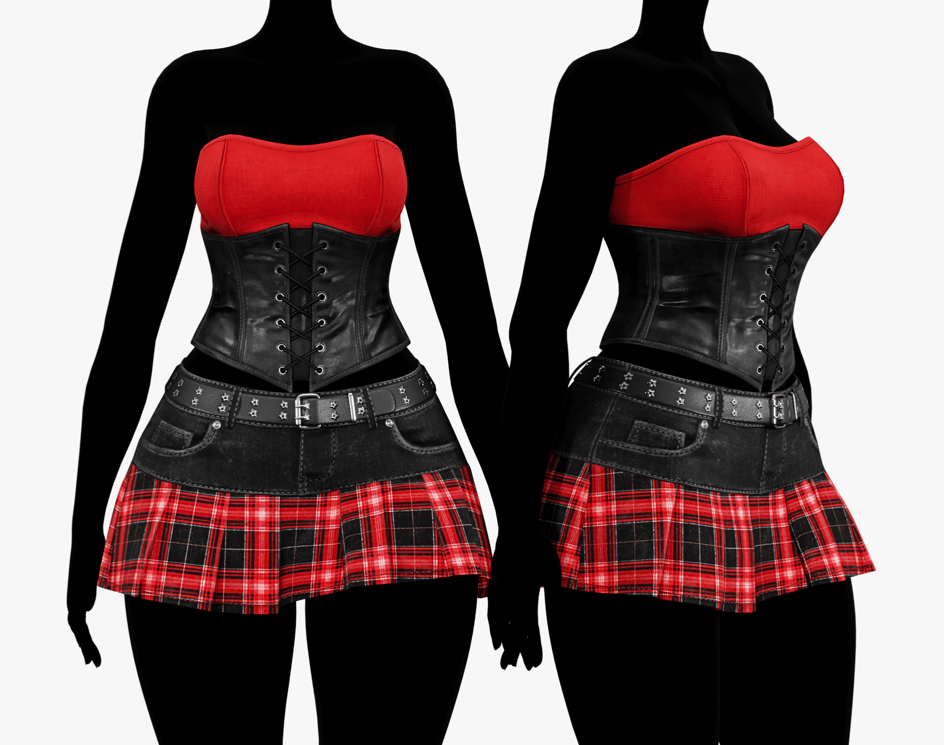 Babe Y2K Skirt Pack - Denim + Plaid (EGIRL) | WOLVES STUDIO
