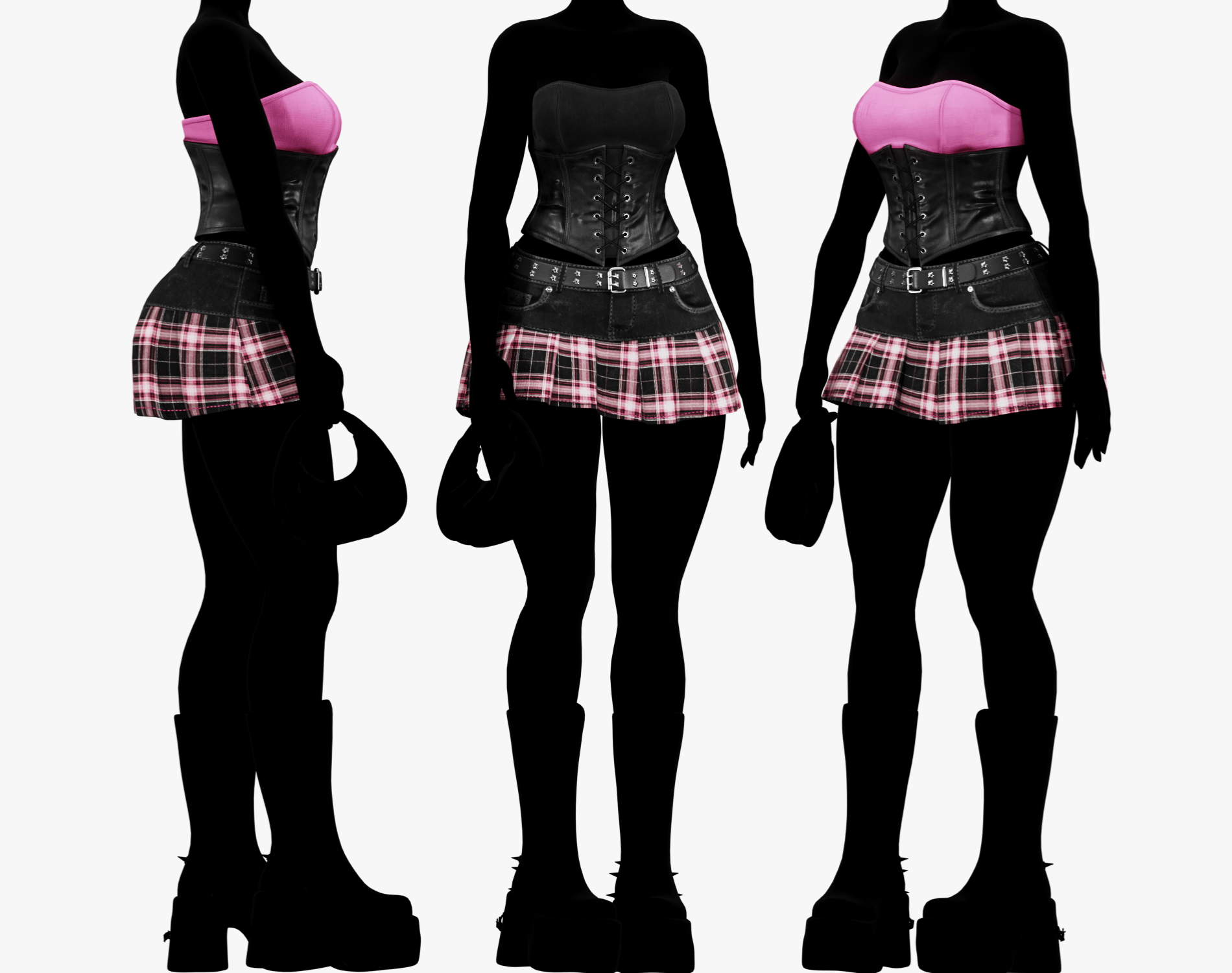 Babe Y2K Skirt Pack - Denim + Plaid (EGIRL) | WOLVES STUDIO