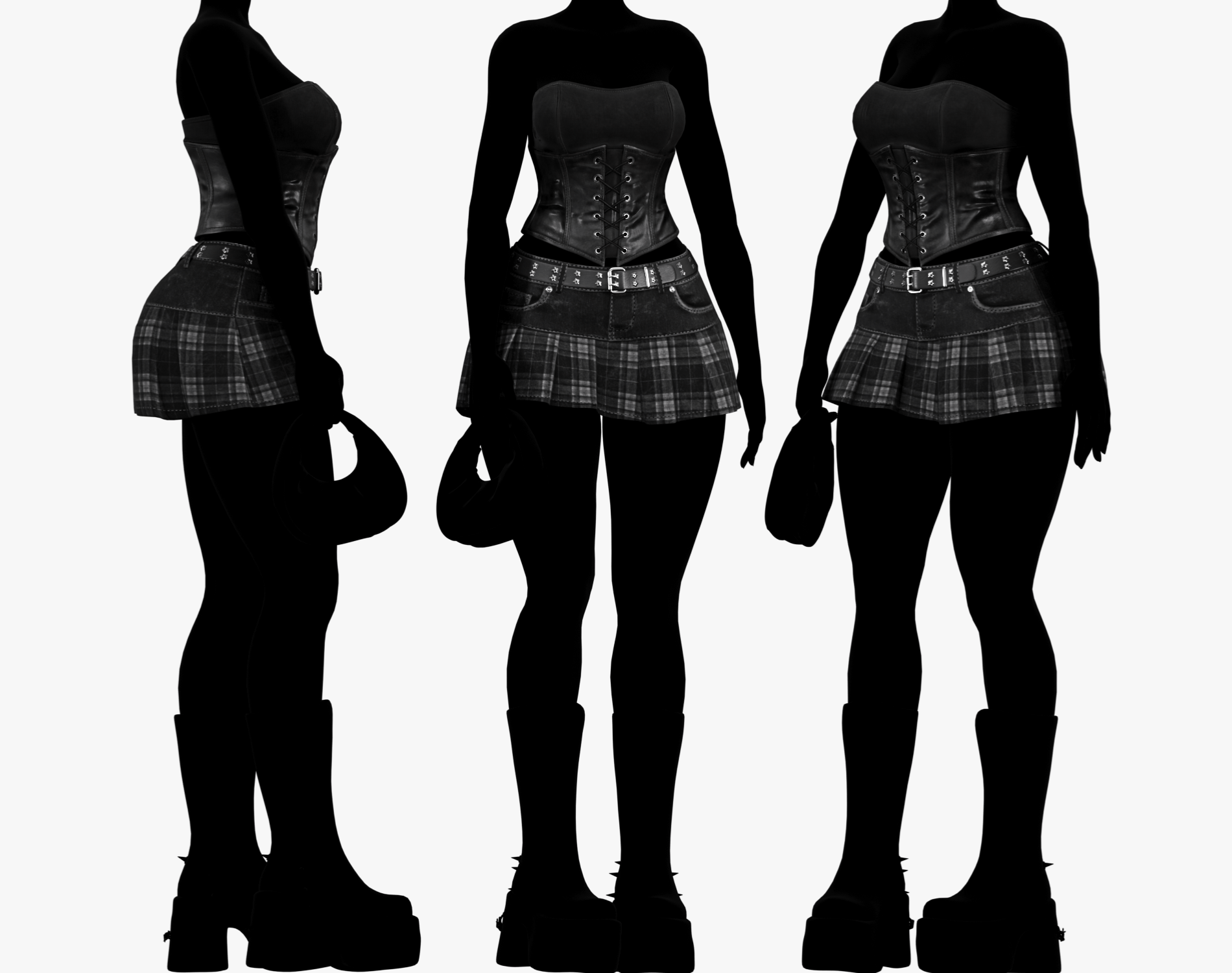 Babe Y2K Skirt Pack - Denim + Plaid (EGIRL) | WOLVES STUDIO