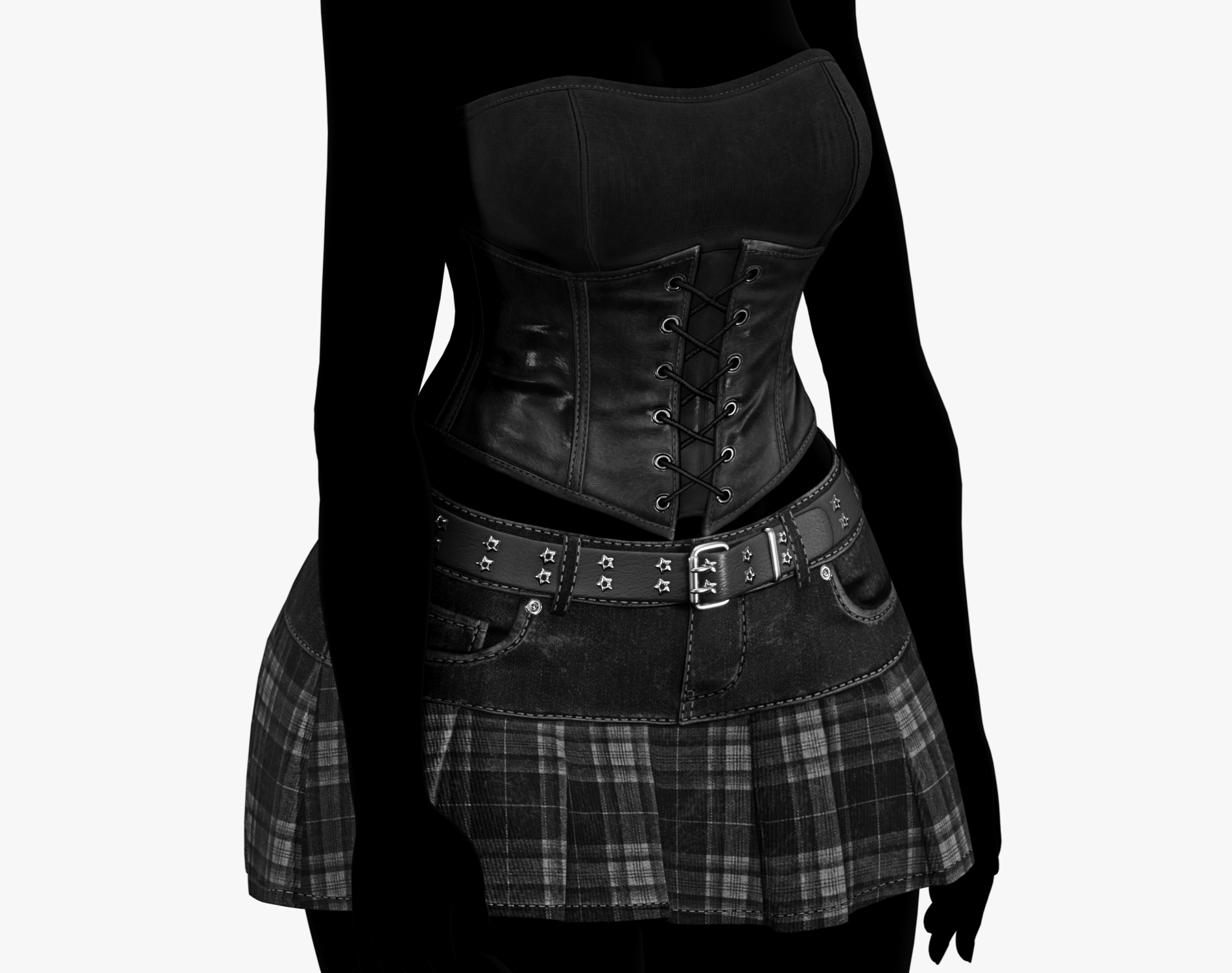 Babe Y2K Skirt Pack - Denim + Plaid (EGIRL) | WOLVES STUDIO