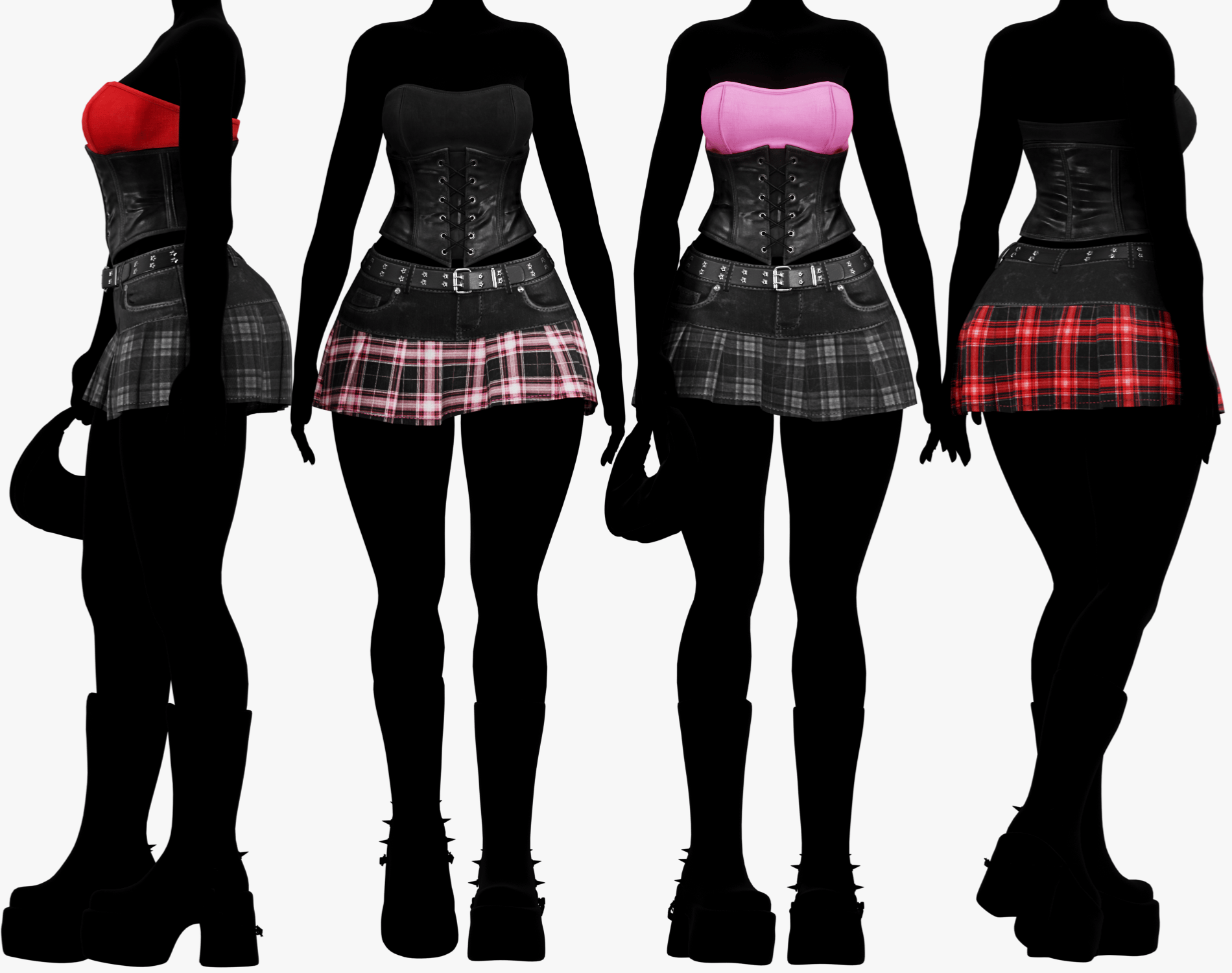 Babe Y2K Skirt Pack - Denim + Plaid (EGIRL) | WOLVES STUDIO