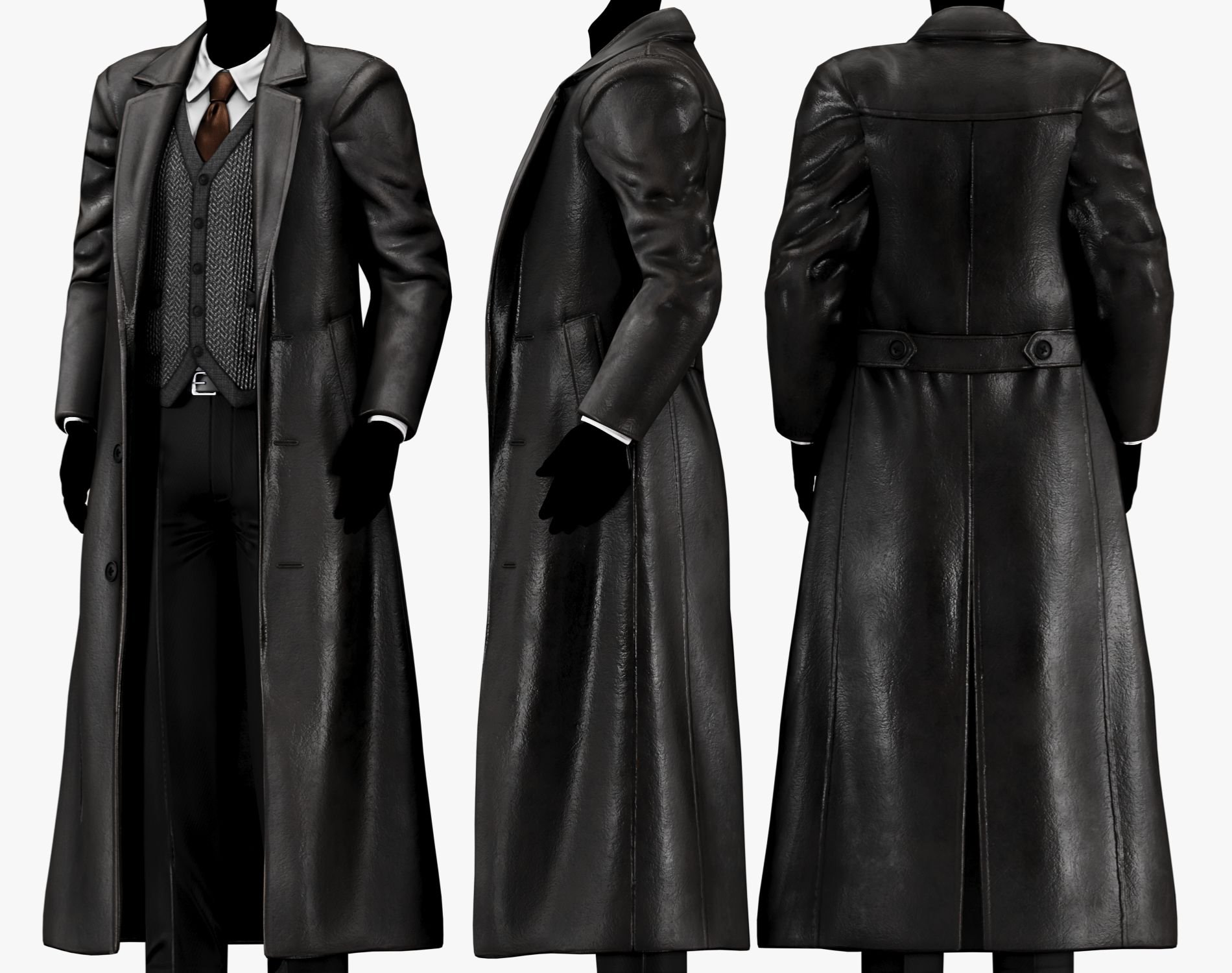 Classic Mens Winter Overcoat Leather Jacket | WOLVES STUDIO