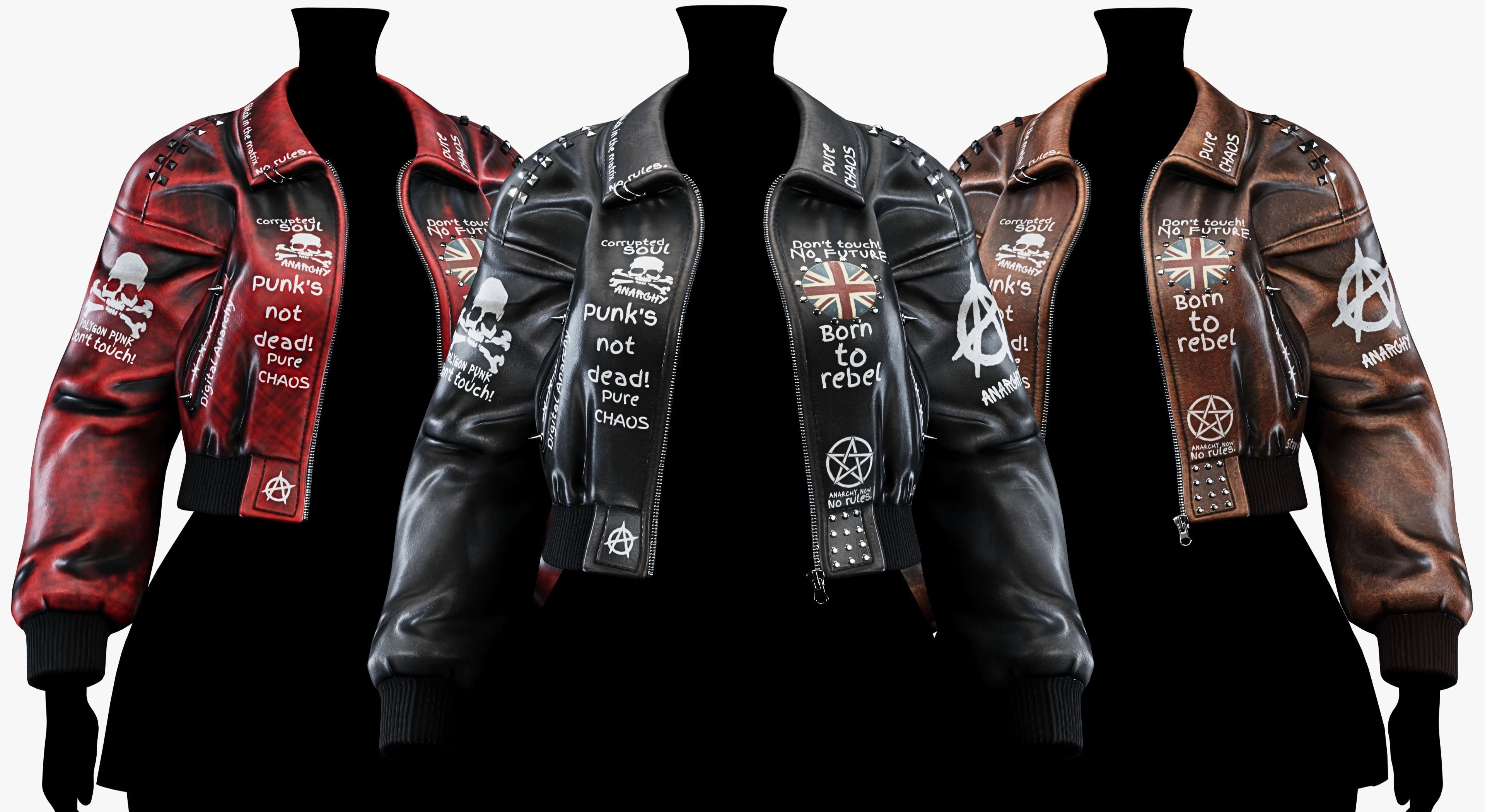 Punk Leather Bomber Jacket EGIRL | WOLVES STUDIO