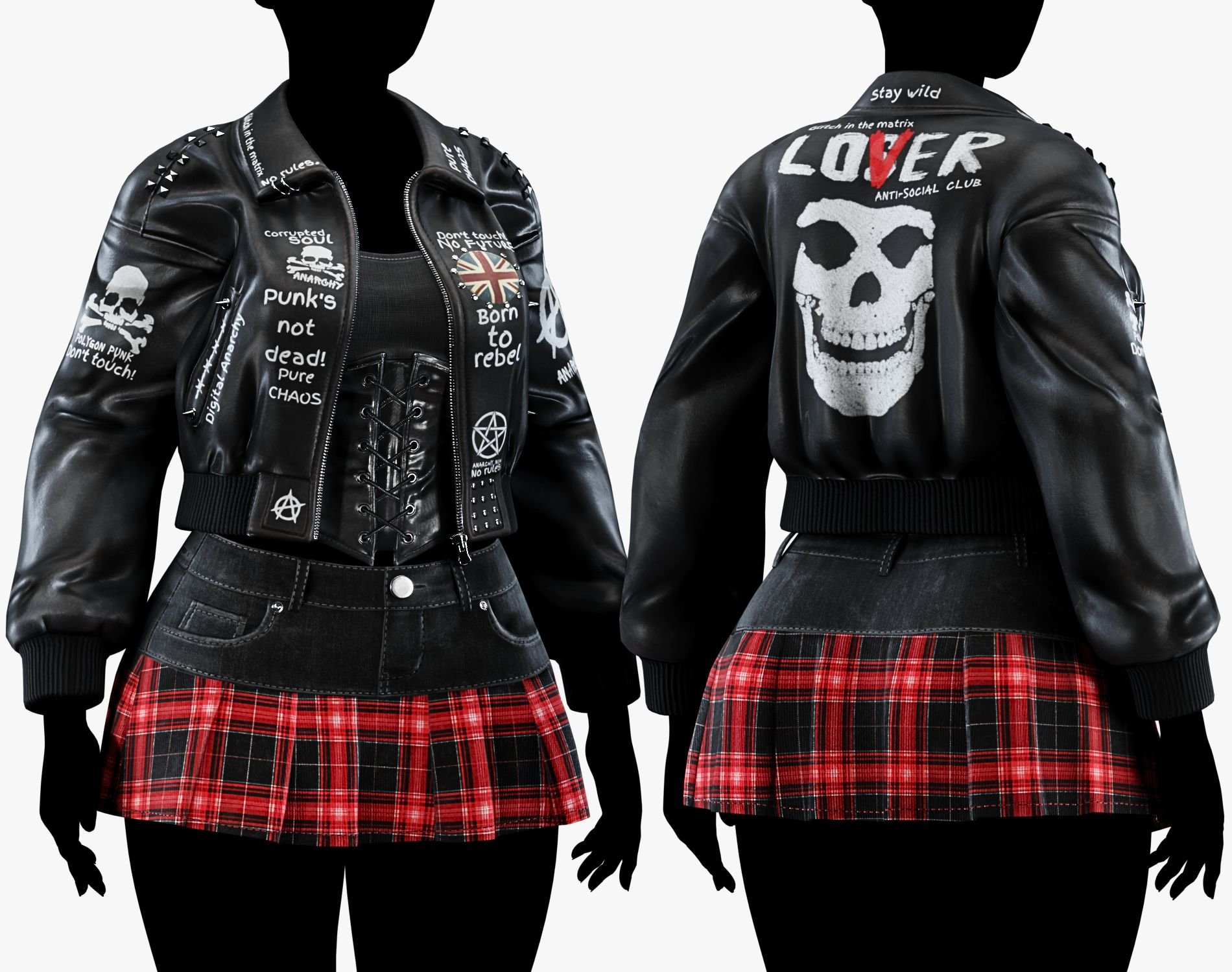 Punk Leather Bomber Jacket EGIRL | WOLVES STUDIO
