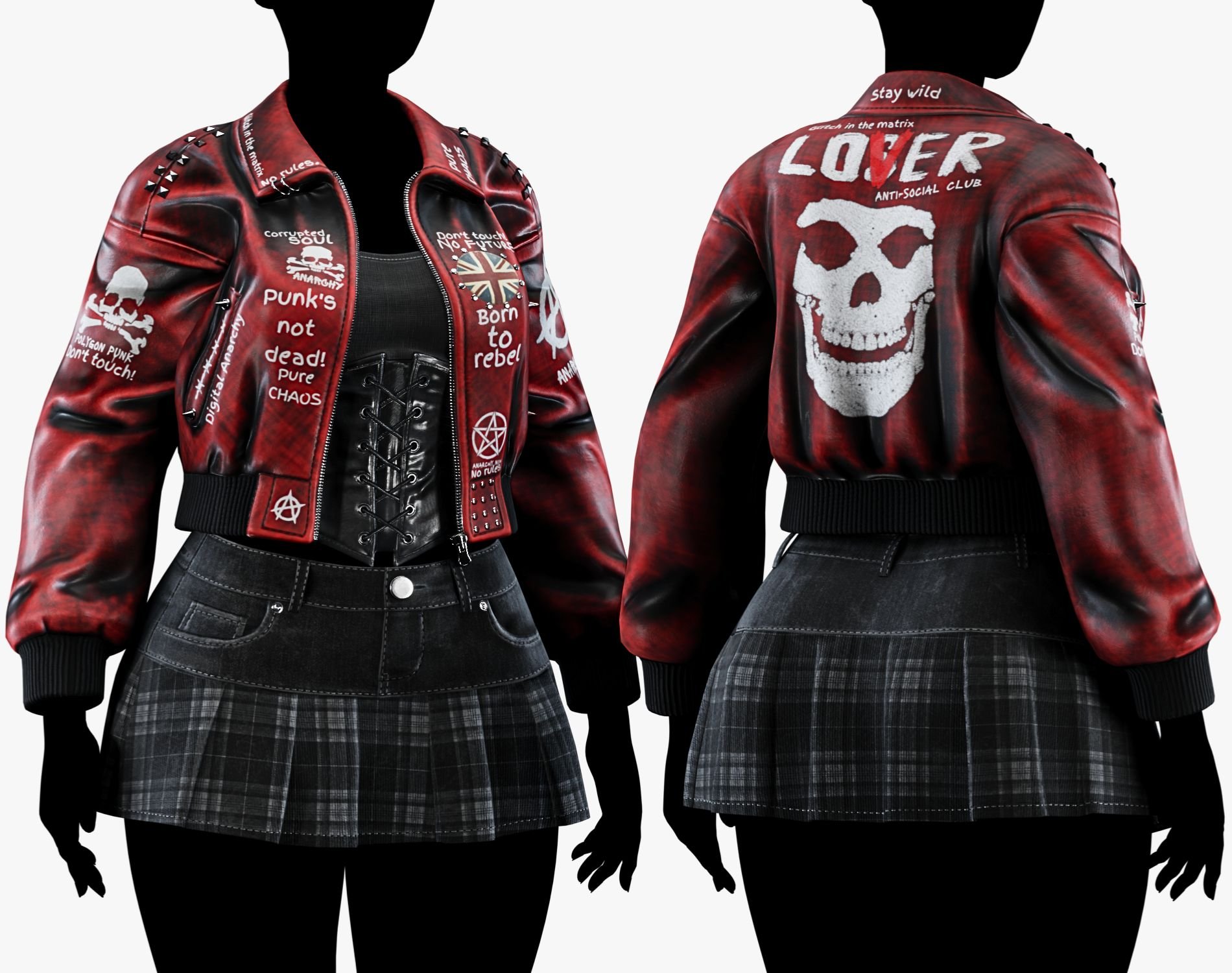 Punk Leather Bomber Jacket EGIRL | WOLVES STUDIO