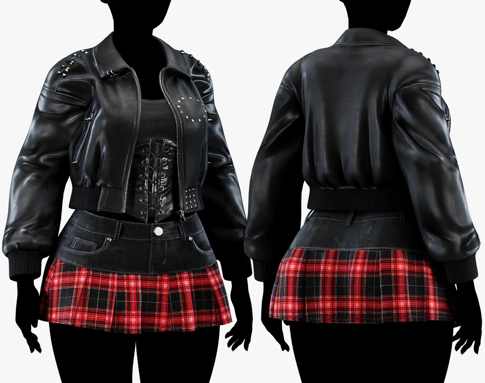 Punk Leather Bomber Jacket EGIRL | WOLVES STUDIO