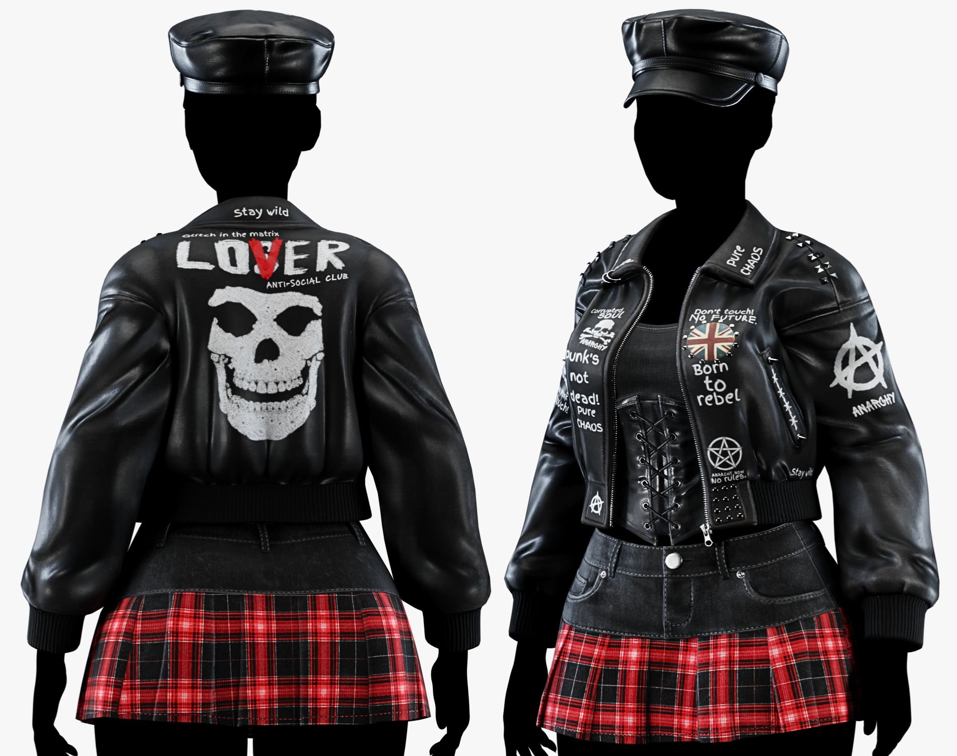 Punk Leather Bomber Jacket EGIRL | WOLVES STUDIO