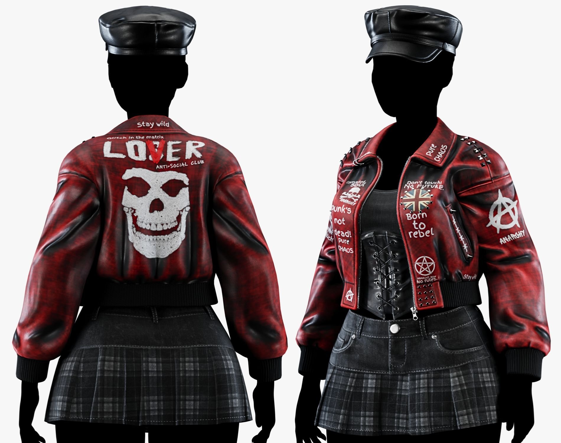 Punk Leather Bomber Jacket EGIRL | WOLVES STUDIO