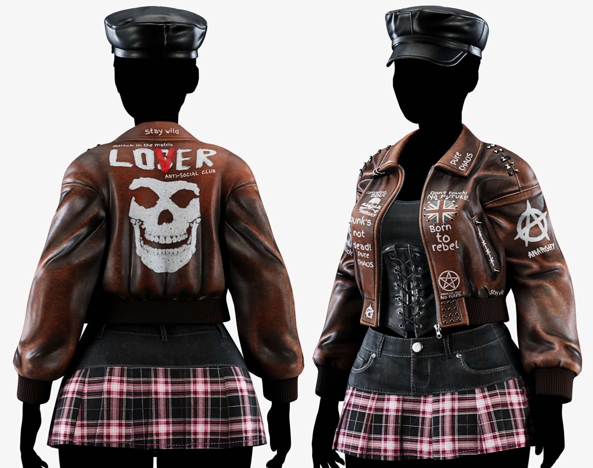 Punk Leather Bomber Jacket EGIRL | WOLVES STUDIO