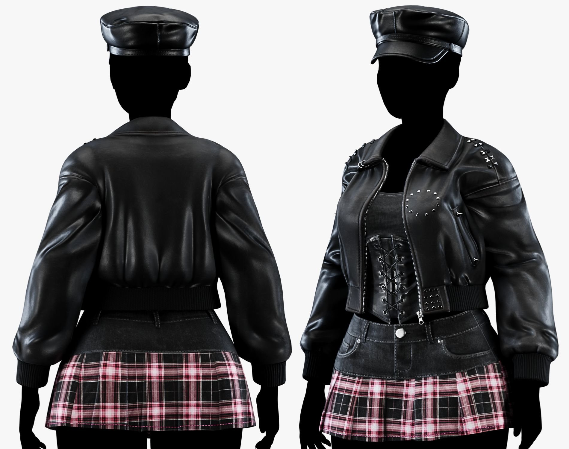 Punk Leather Bomber Jacket EGIRL | WOLVES STUDIO