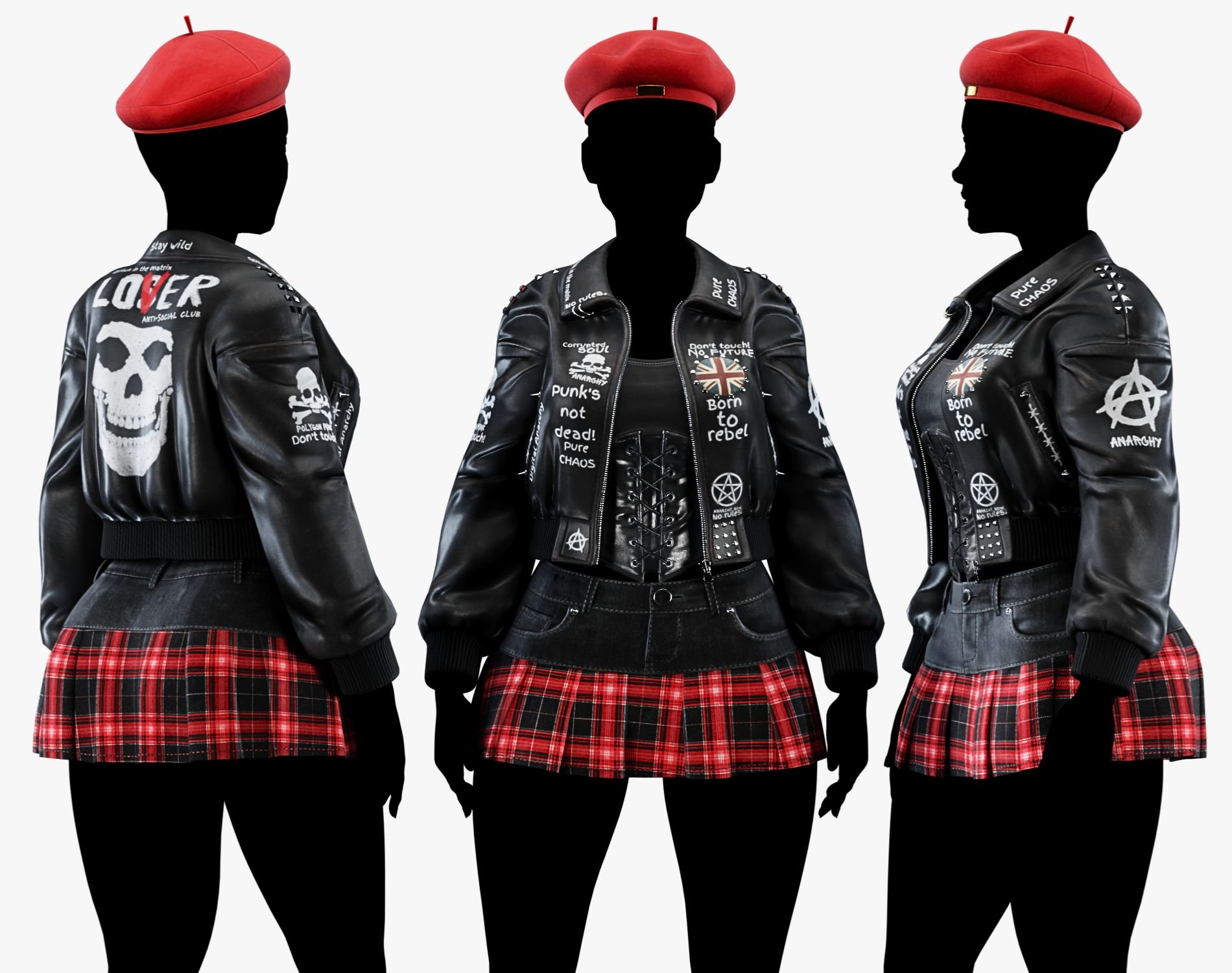 Punk Leather Bomber Jacket EGIRL | WOLVES STUDIO