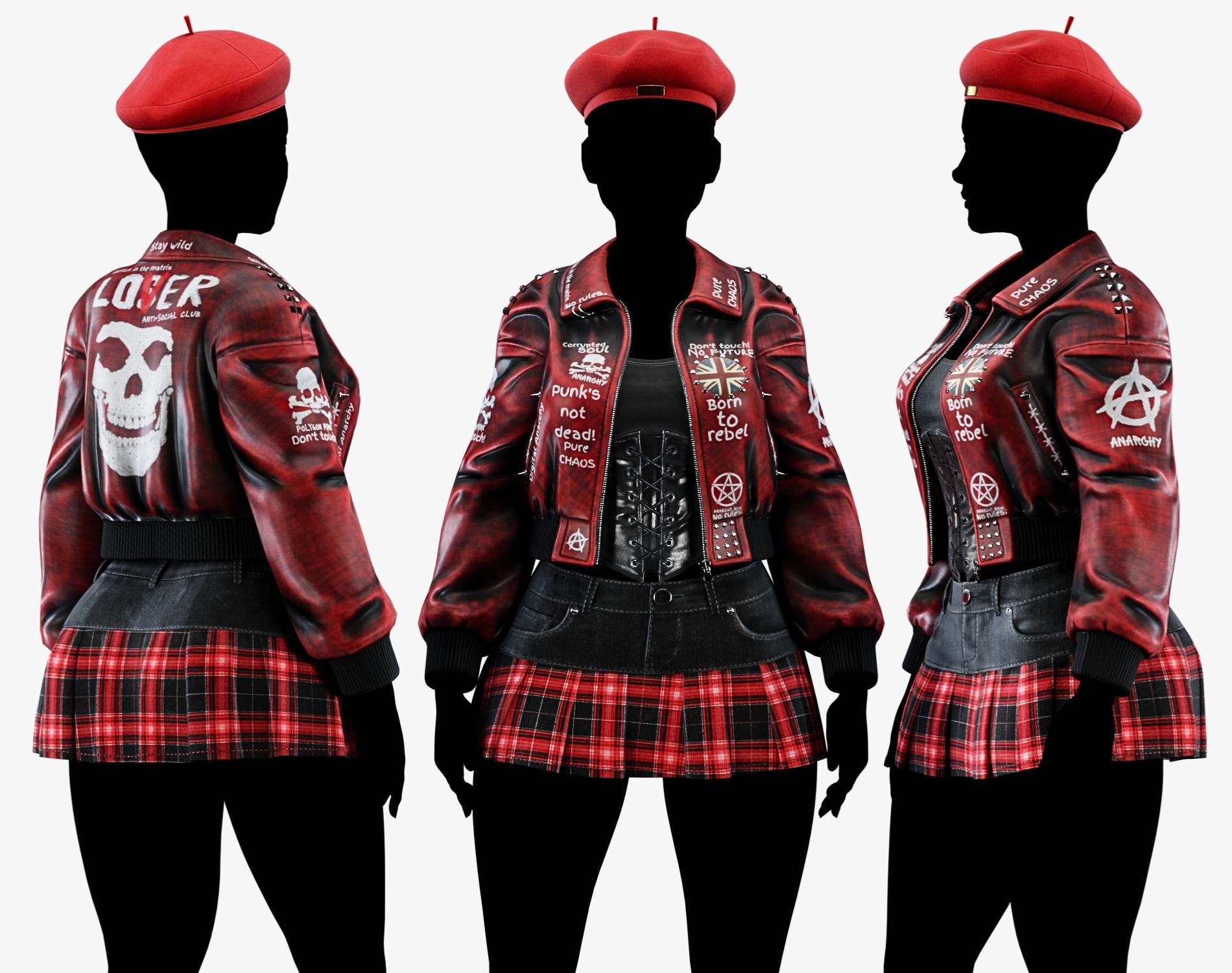 Punk Leather Bomber Jacket EGIRL | WOLVES STUDIO