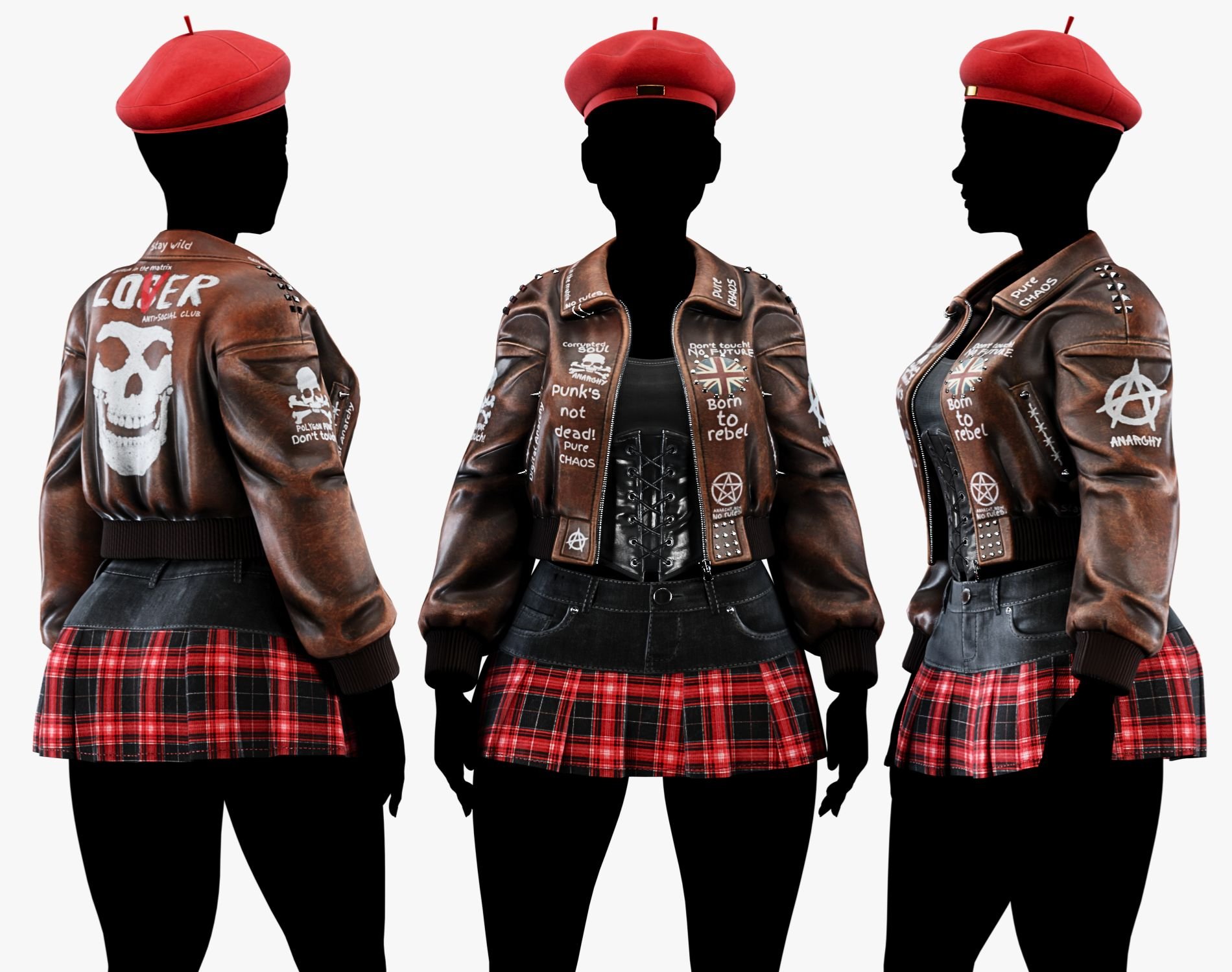 Punk Leather Bomber Jacket EGIRL | WOLVES STUDIO