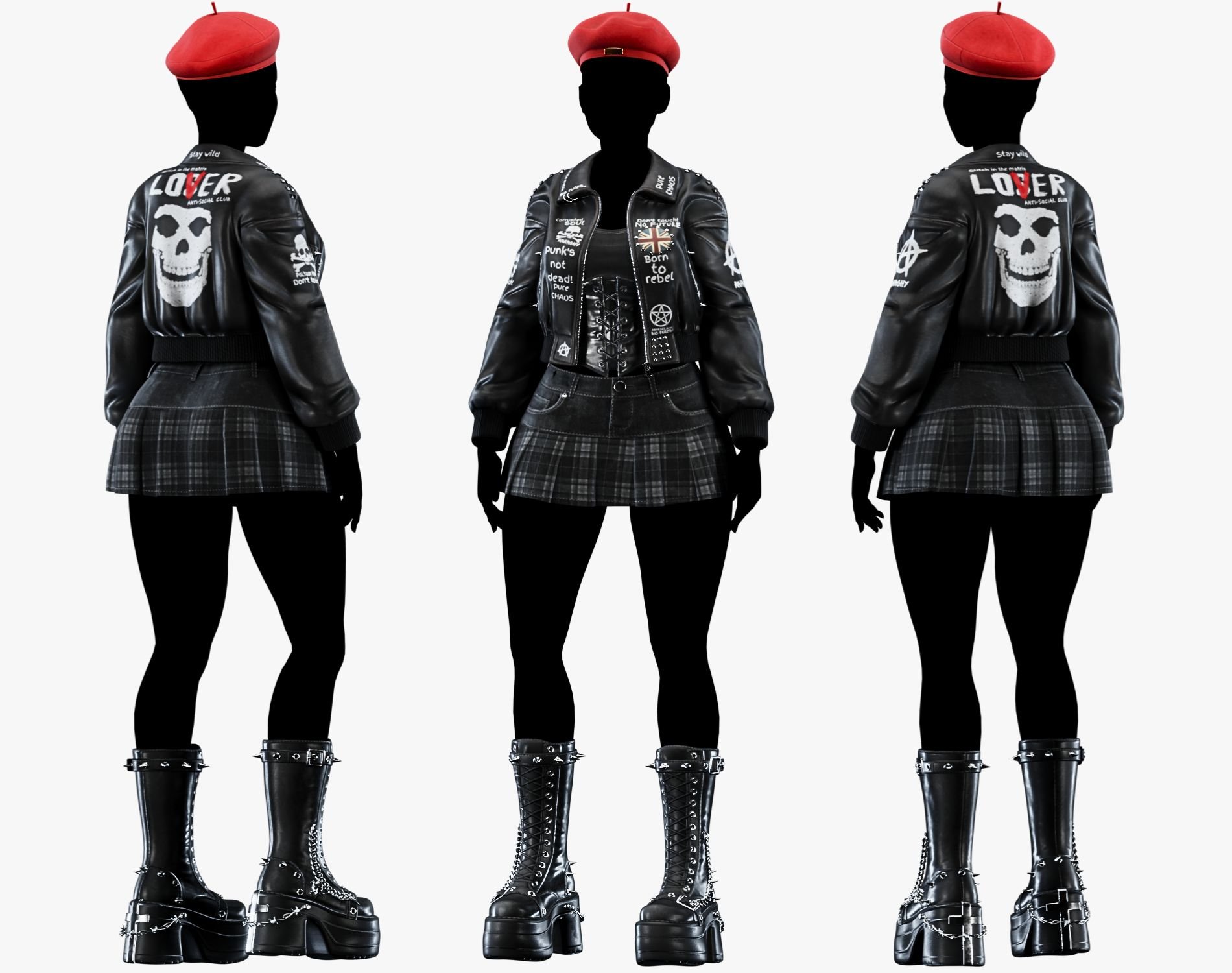 Punk Leather Bomber Jacket EGIRL | WOLVES STUDIO