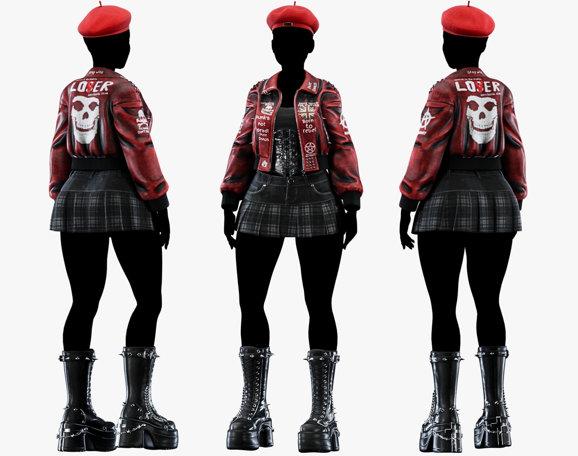 Punk Leather Bomber Jacket EGIRL | WOLVES STUDIO