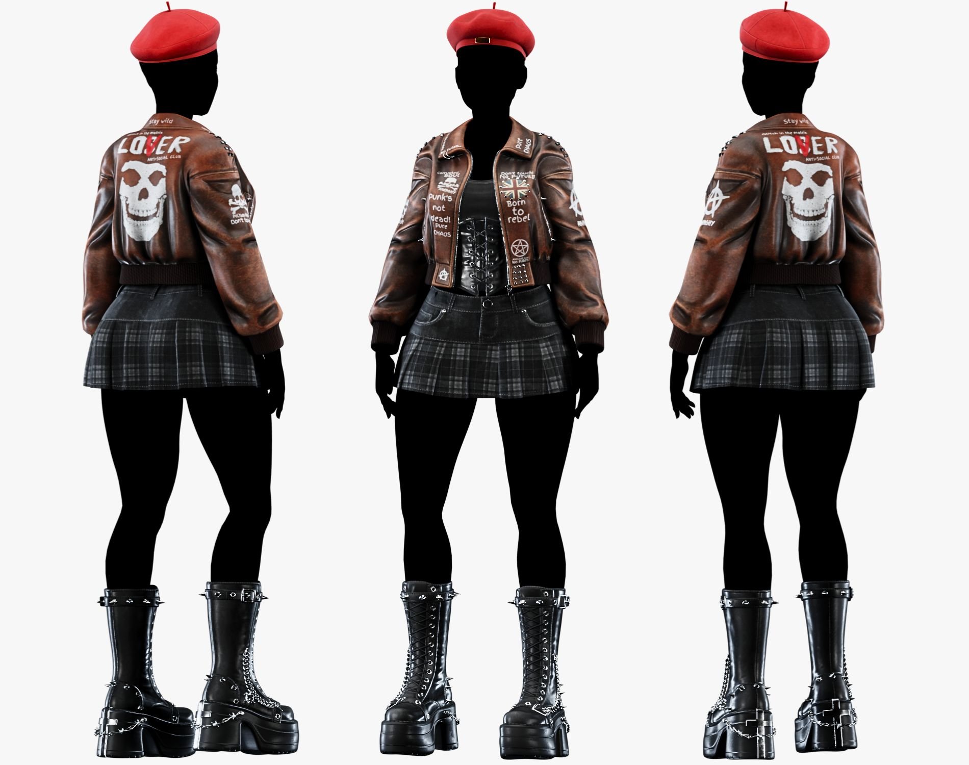 Punk Leather Bomber Jacket EGIRL | WOLVES STUDIO