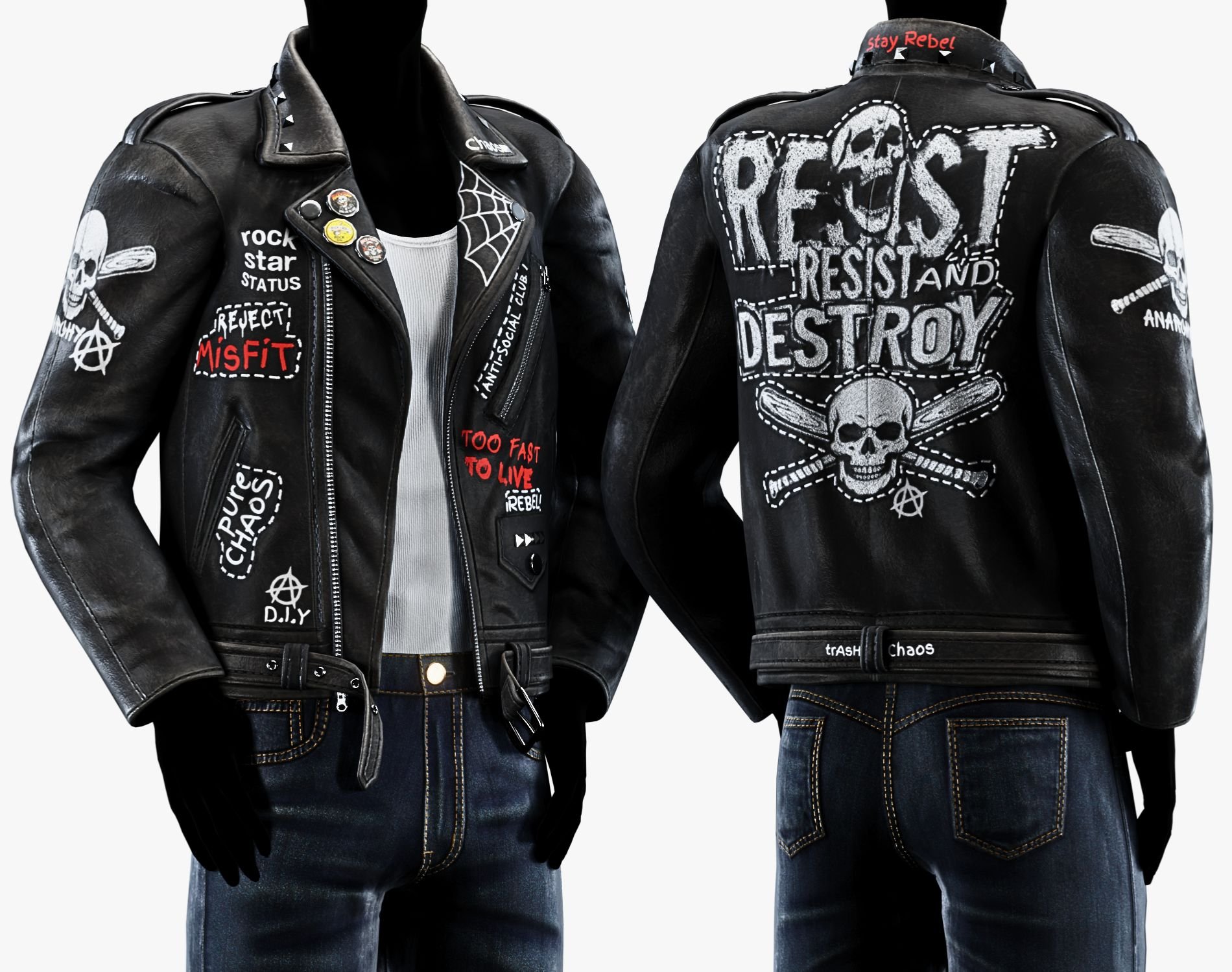 Punk Leather Jacket EBOY | WOLVES STUDIO