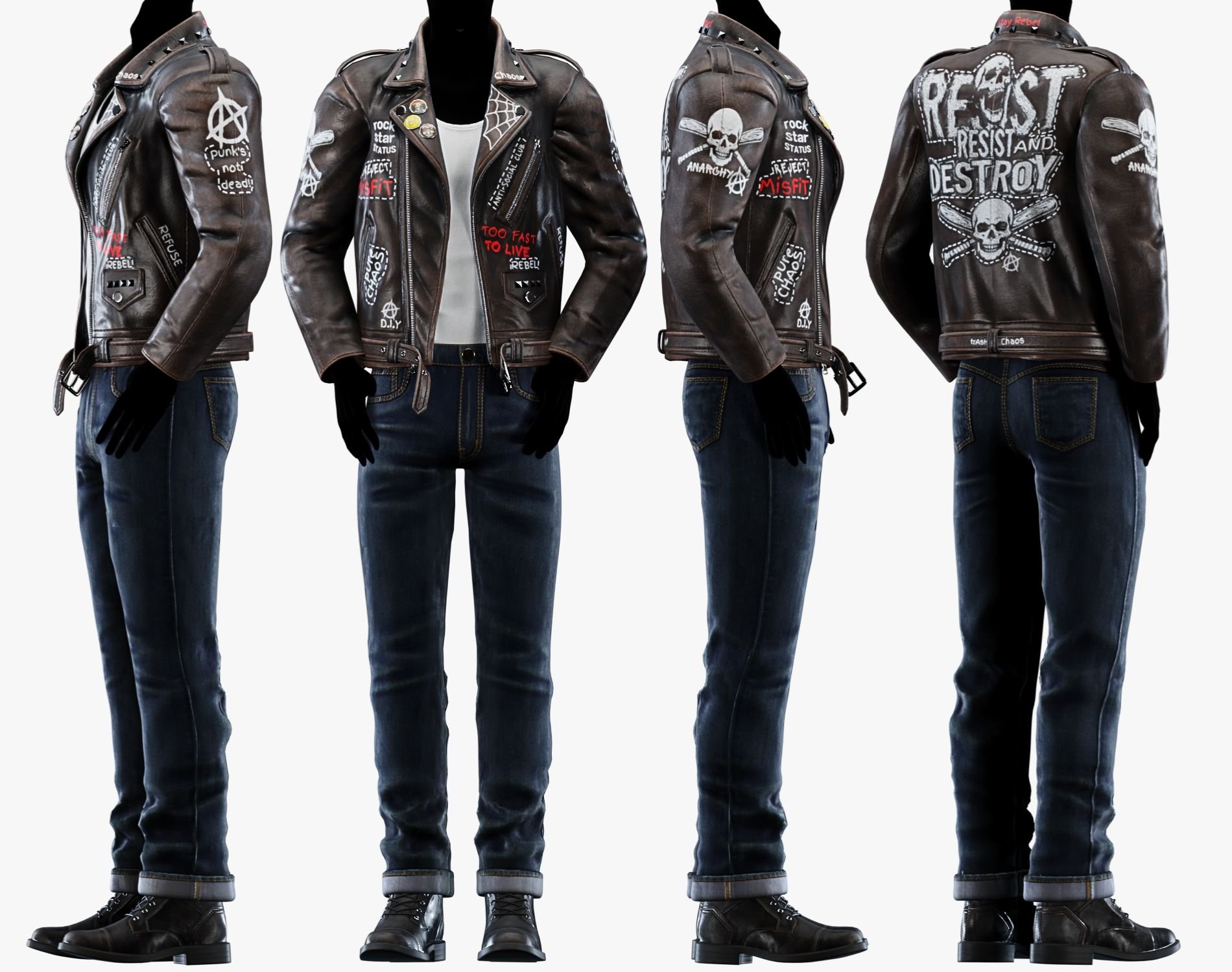 Punk Leather Jacket EBOY | WOLVES STUDIO