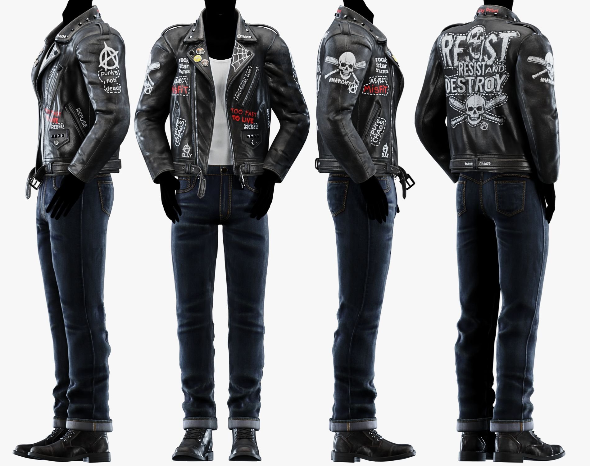 Punk Leather Jacket EBOY | WOLVES STUDIO