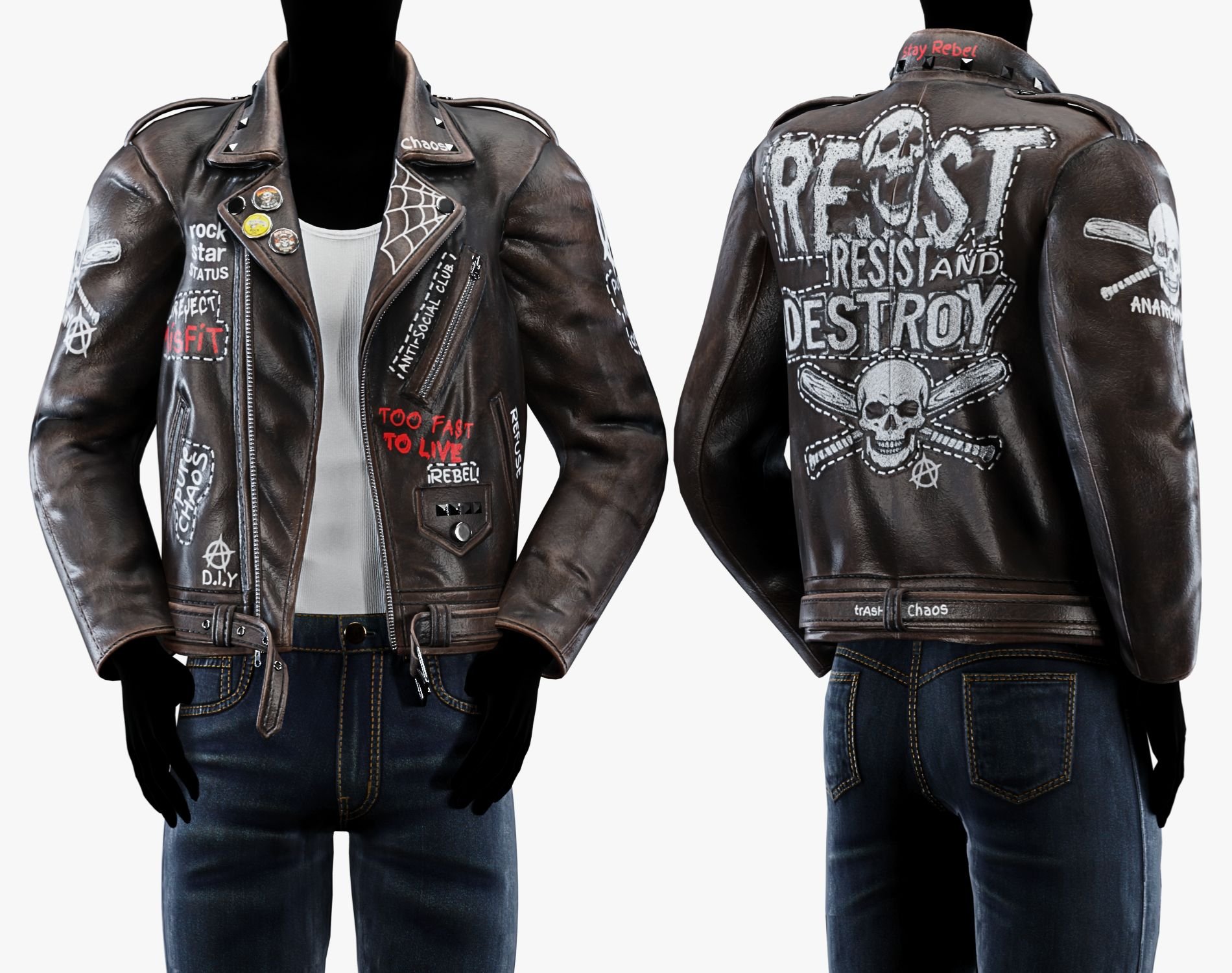Punk Leather Jacket EBOY | WOLVES STUDIO