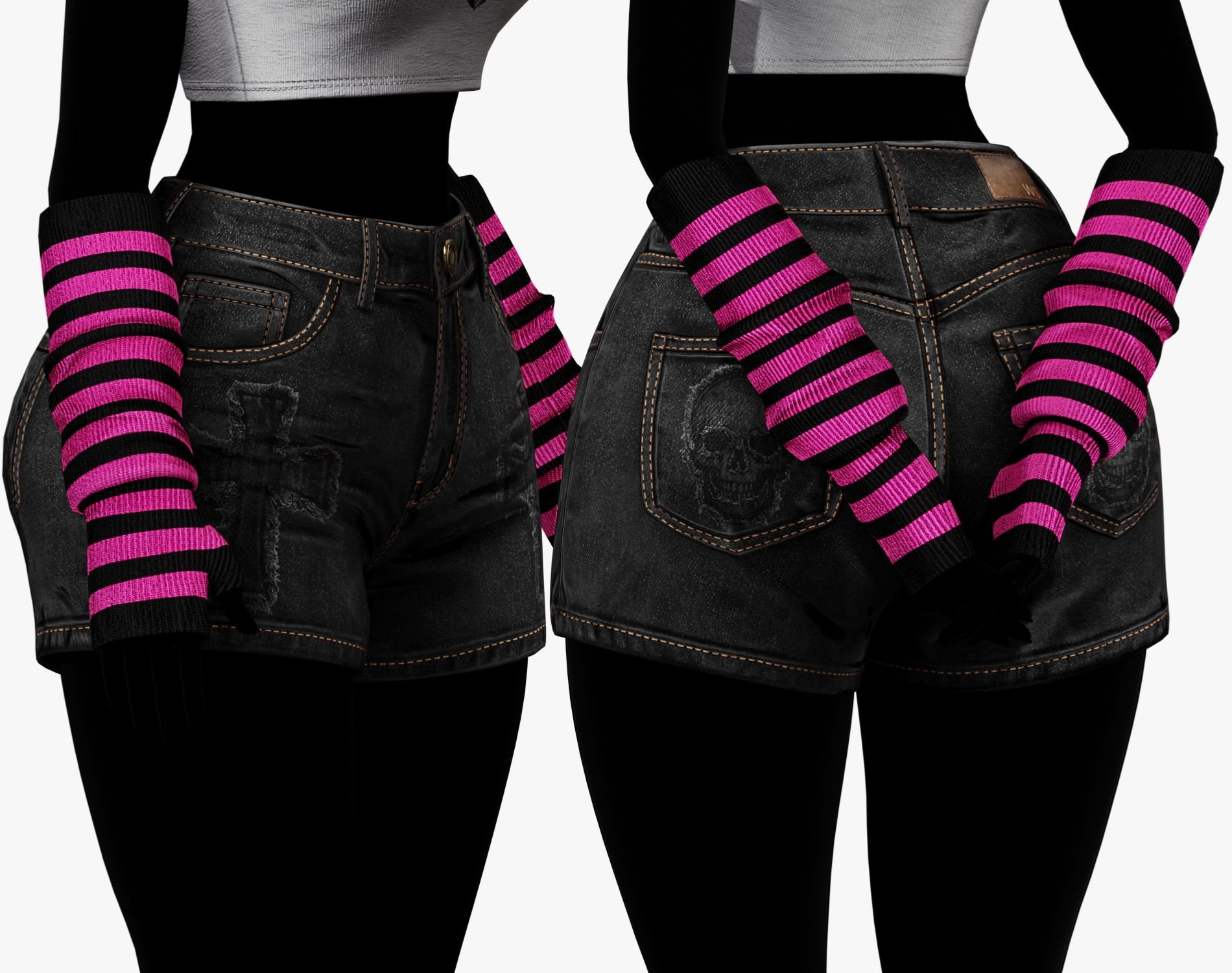 EGIRL Y2K Long Striped Fingerless Gloves Arm Warmers | PACK 10 COLORS | WOLVES STUDIO