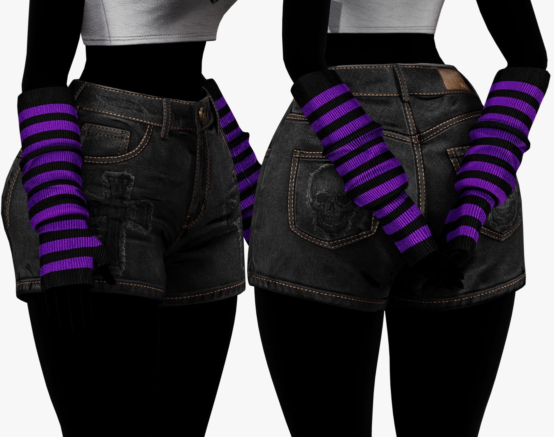 EGIRL Y2K Long Striped Fingerless Gloves Arm Warmers | PACK 10 COLORS | WOLVES STUDIO