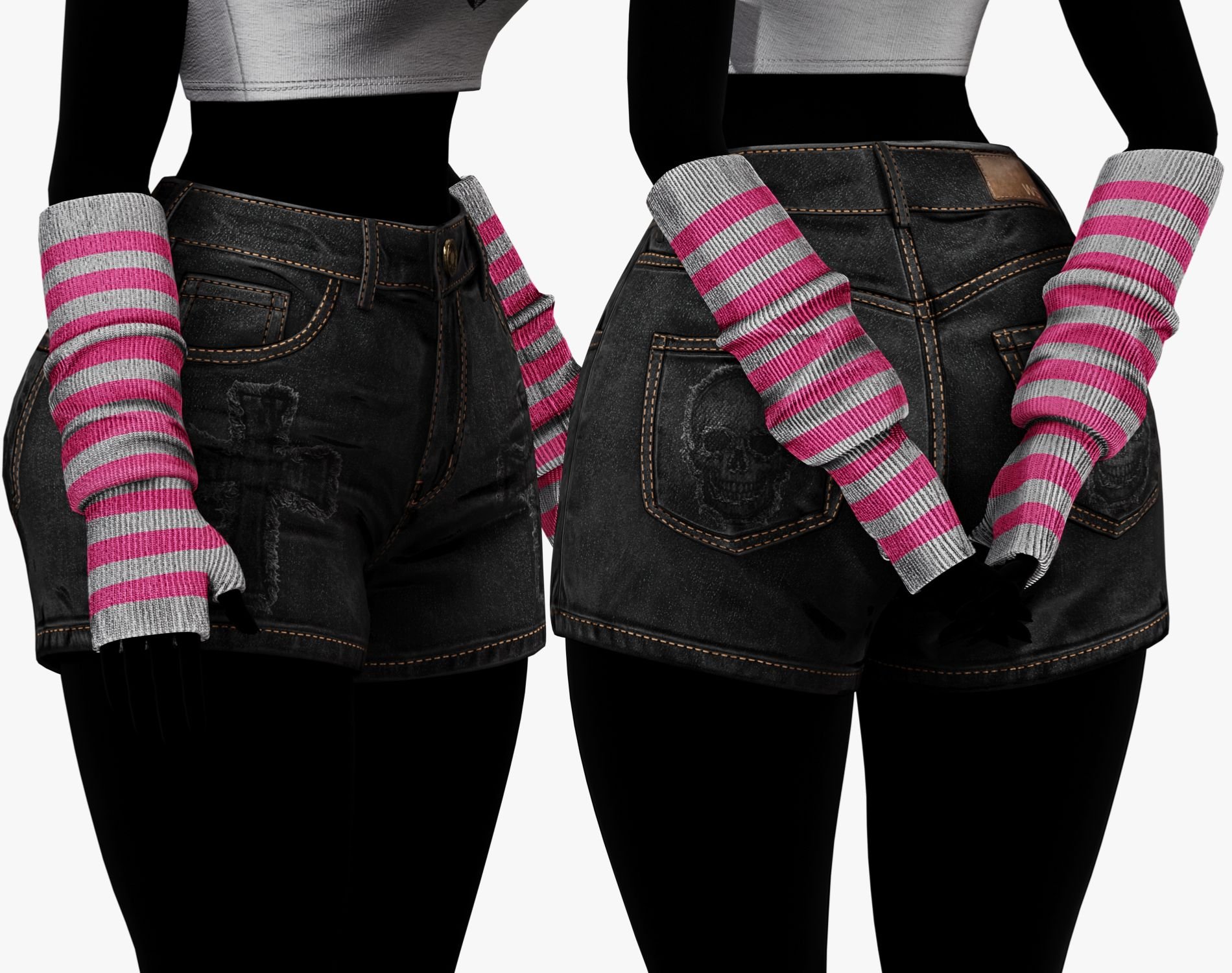 EGIRL Y2K Long Striped Fingerless Gloves Arm Warmers | PACK 10 COLORS | WOLVES STUDIO