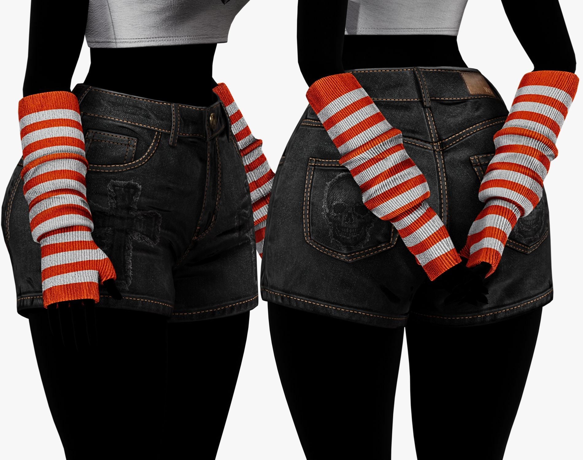 EGIRL Y2K Long Striped Fingerless Gloves Arm Warmers | PACK 10 COLORS | WOLVES STUDIO