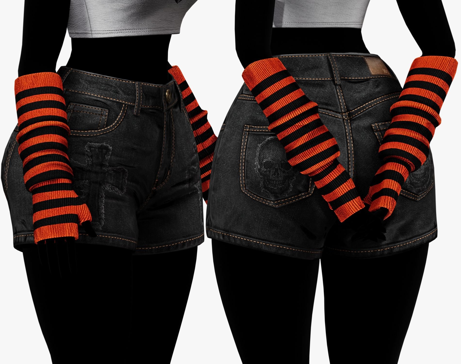 EGIRL Y2K Long Striped Fingerless Gloves Arm Warmers | PACK 10 COLORS | WOLVES STUDIO