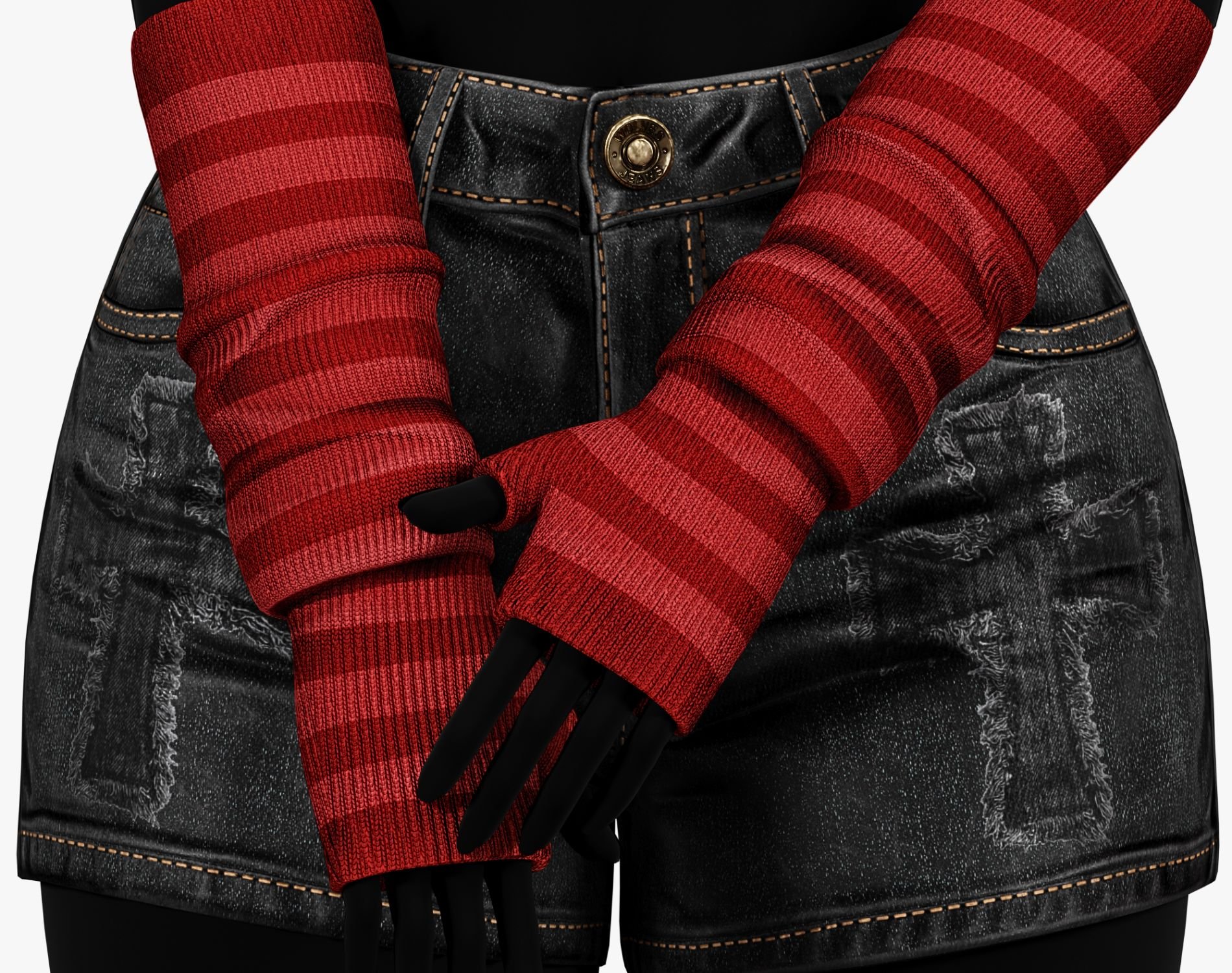 EGIRL Y2K Long Striped Fingerless Gloves Arm Warmers | PACK 10 COLORS | WOLVES STUDIO