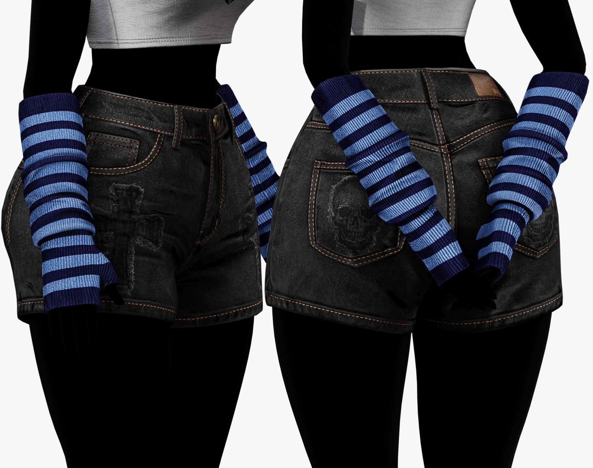 EGIRL Y2K Long Striped Fingerless Gloves Arm Warmers | PACK 10 COLORS | WOLVES STUDIO