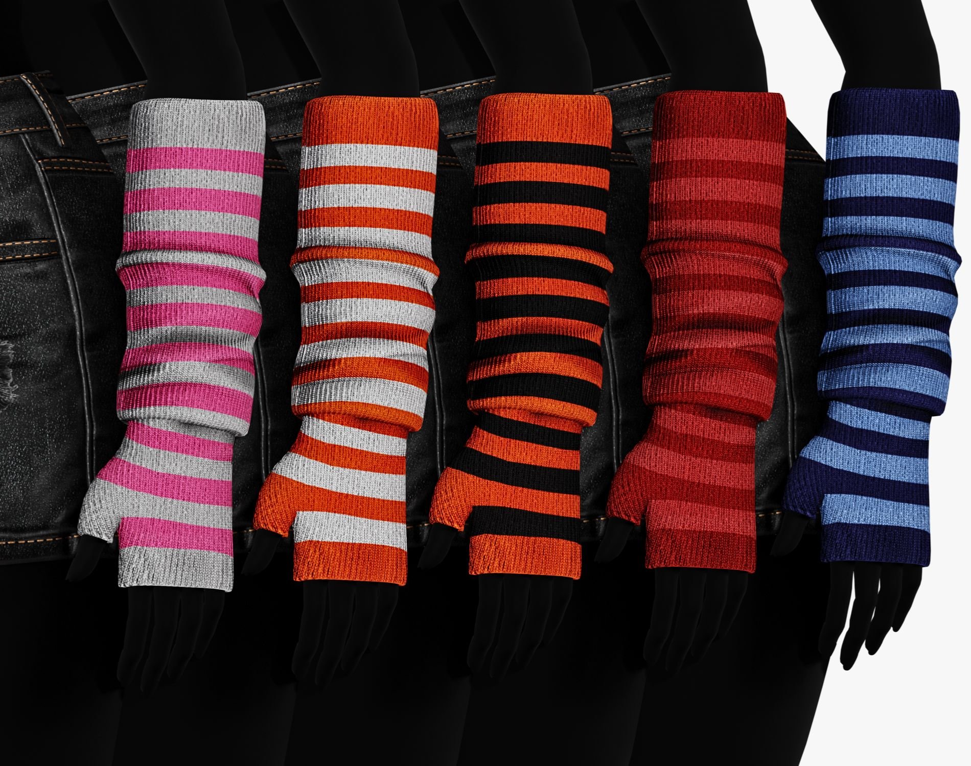 EGIRL Y2K Long Striped Fingerless Gloves Arm Warmers | PACK 10 COLORS | WOLVES STUDIO