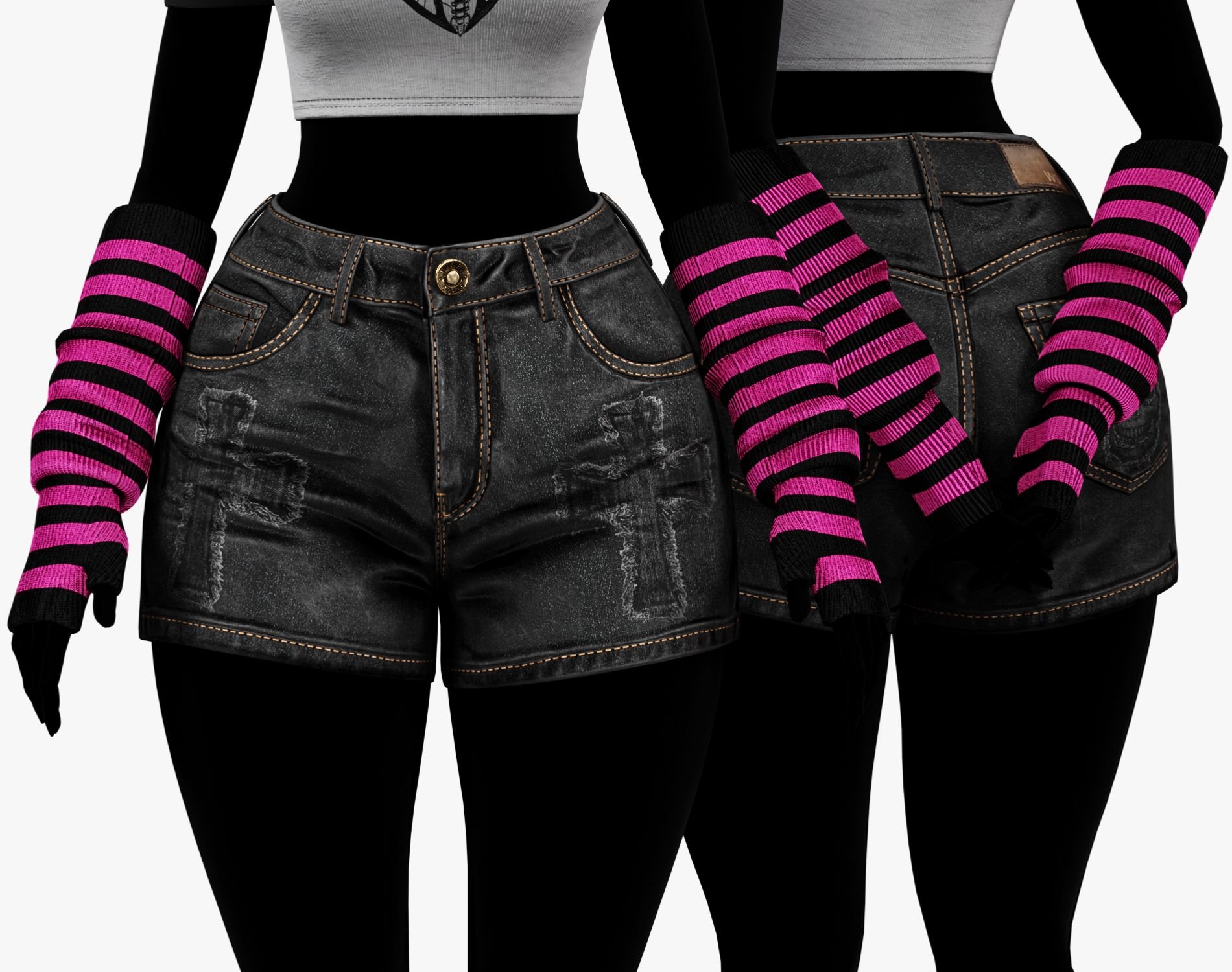 EGIRL Y2K Long Striped Fingerless Gloves Arm Warmers | PACK 10 COLORS | WOLVES STUDIO