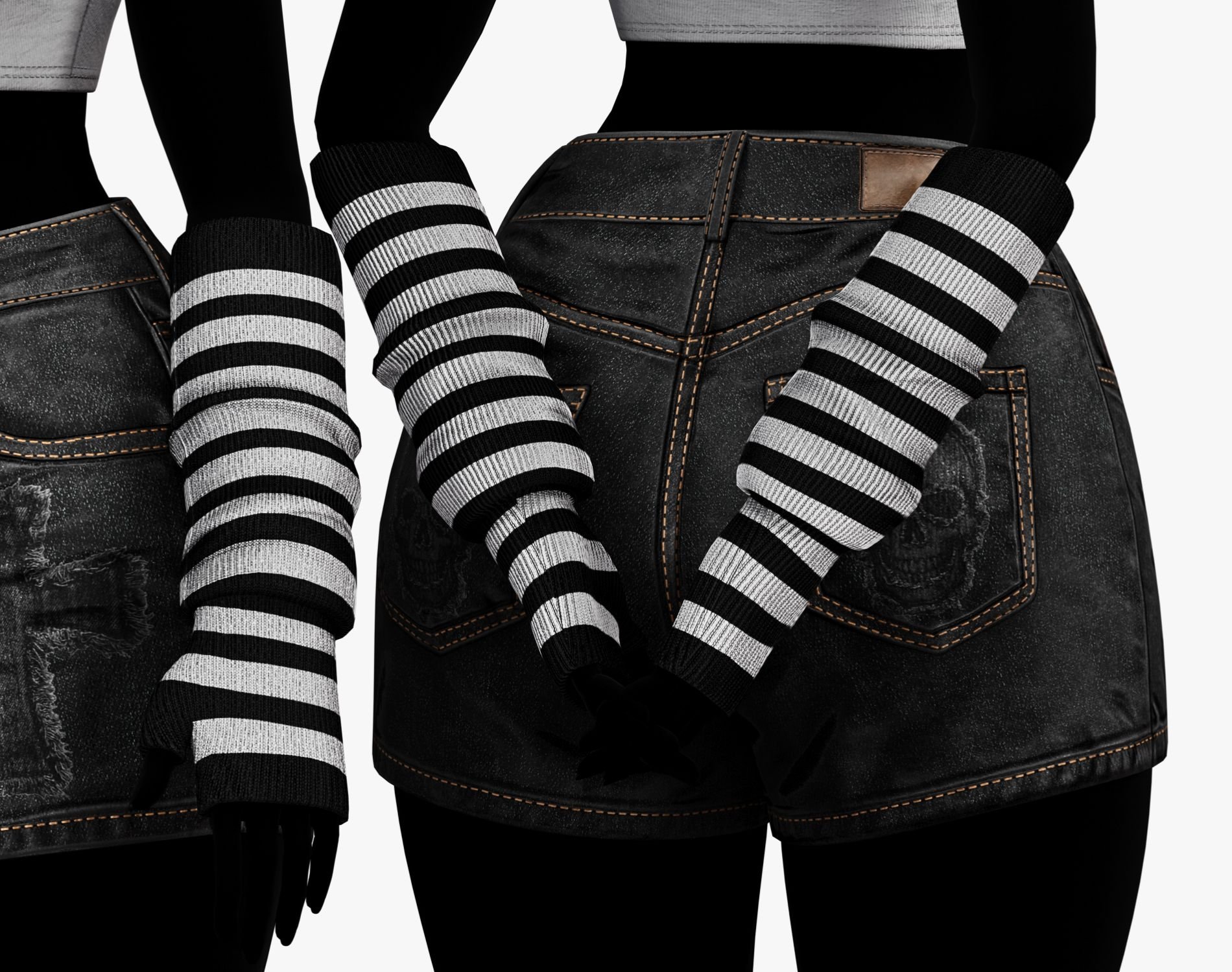 EGIRL Y2K Long Striped Fingerless Gloves Arm Warmers | PACK 10 COLORS | WOLVES STUDIO