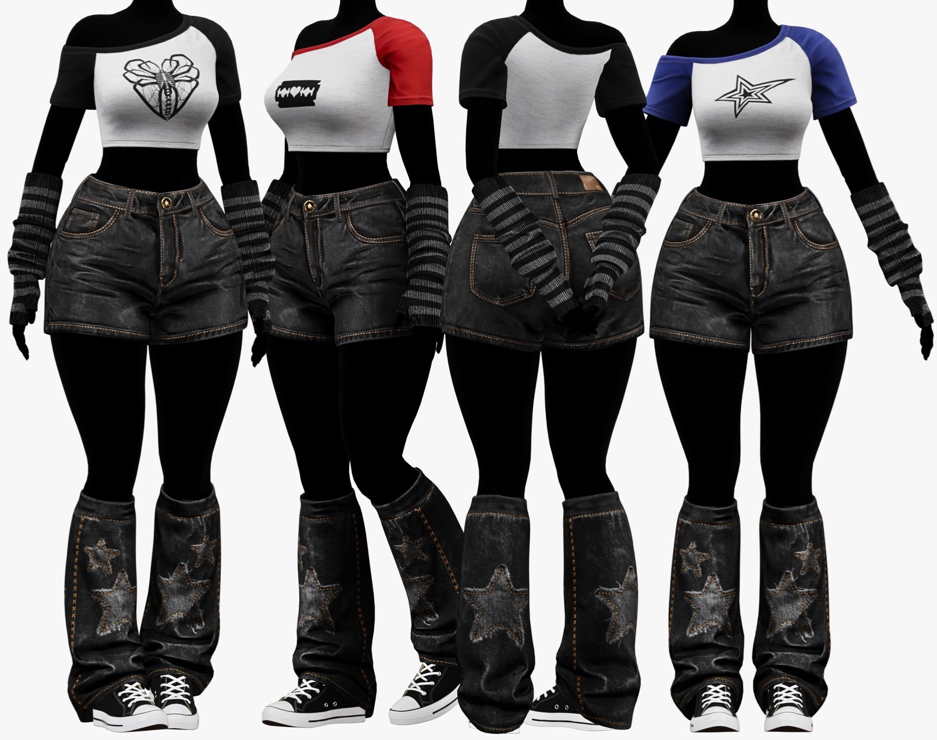 EGIRL Summer Streetwear Casual Jeans Shorts + Blouse | WOLVES STUDIO