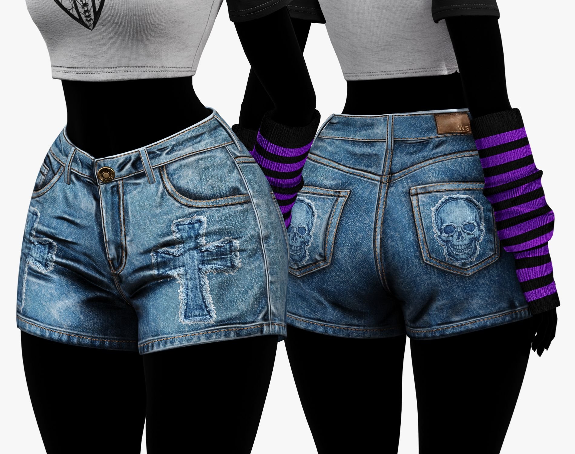 EGIRL Summer Streetwear Casual Jeans Shorts + Blouse | WOLVES STUDIO