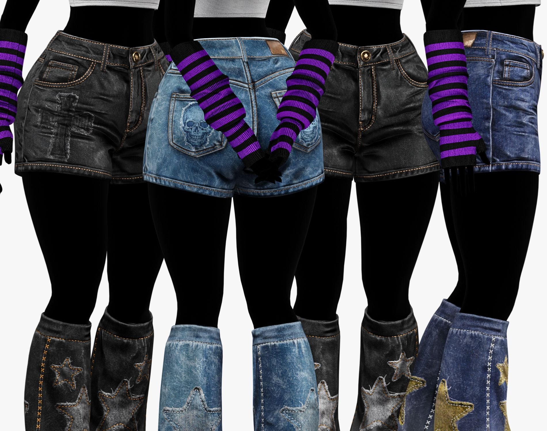 EGIRL Summer Streetwear Casual Jeans Shorts + Blouse | WOLVES STUDIO