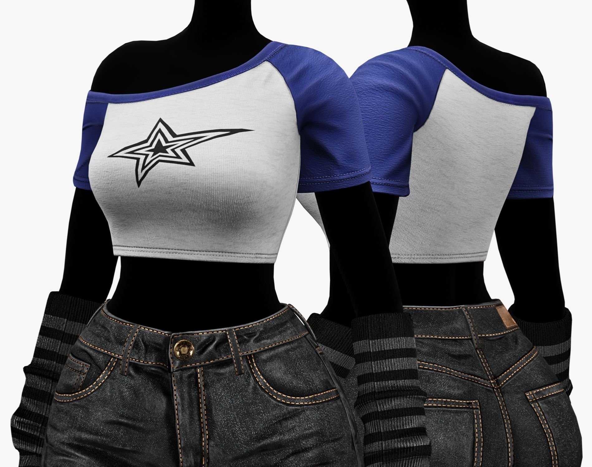 EGIRL Summer Streetwear Casual Jeans Shorts + Blouse | WOLVES STUDIO