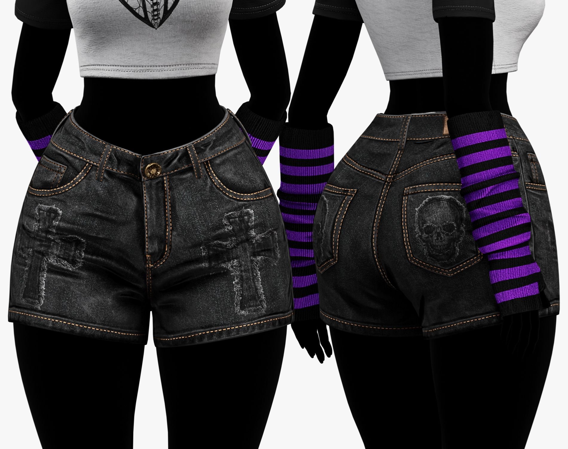 EGIRL Summer Streetwear Casual Jeans Shorts + Blouse | WOLVES STUDIO