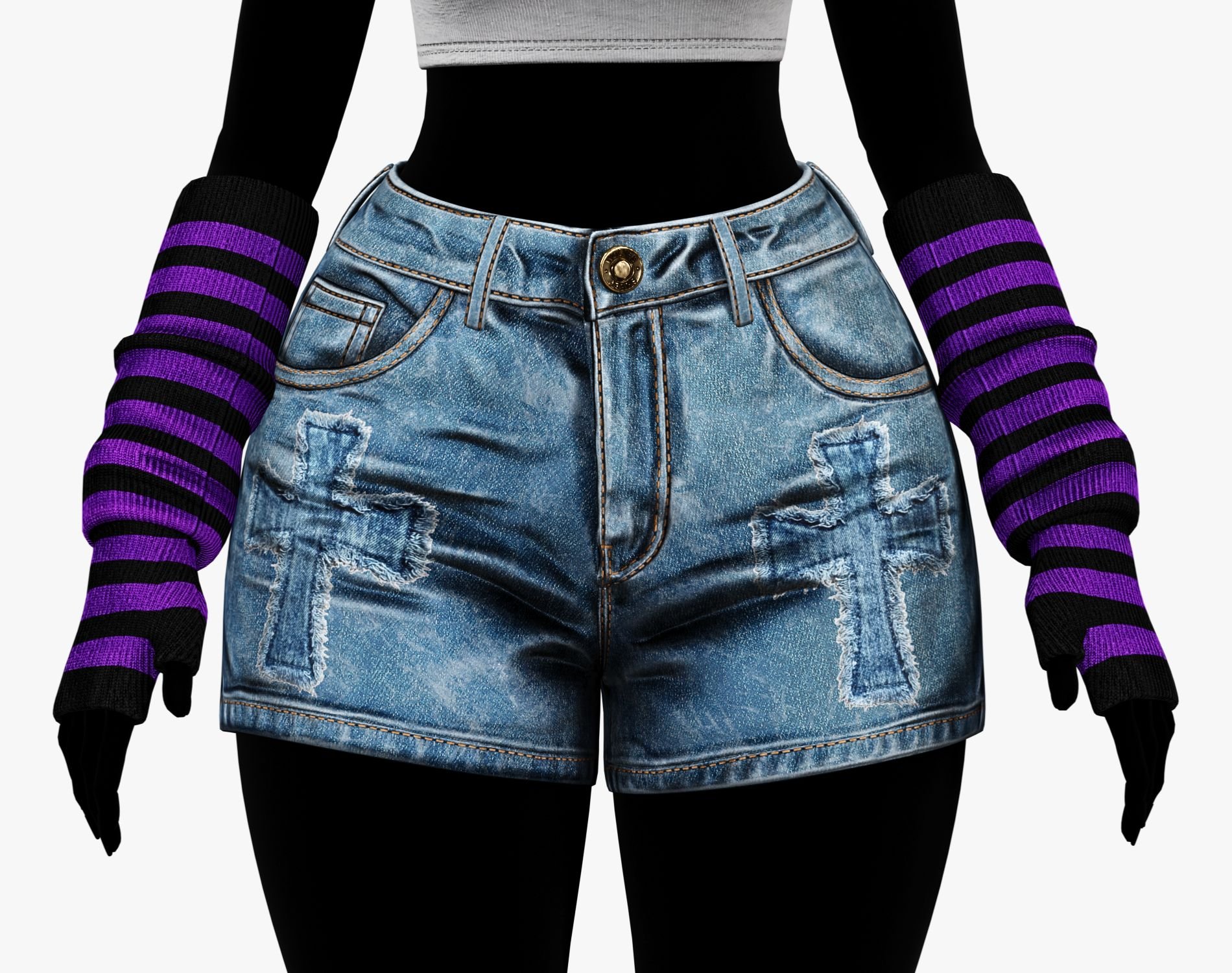 EGIRL Summer Streetwear Casual Jeans Shorts + Blouse | WOLVES STUDIO